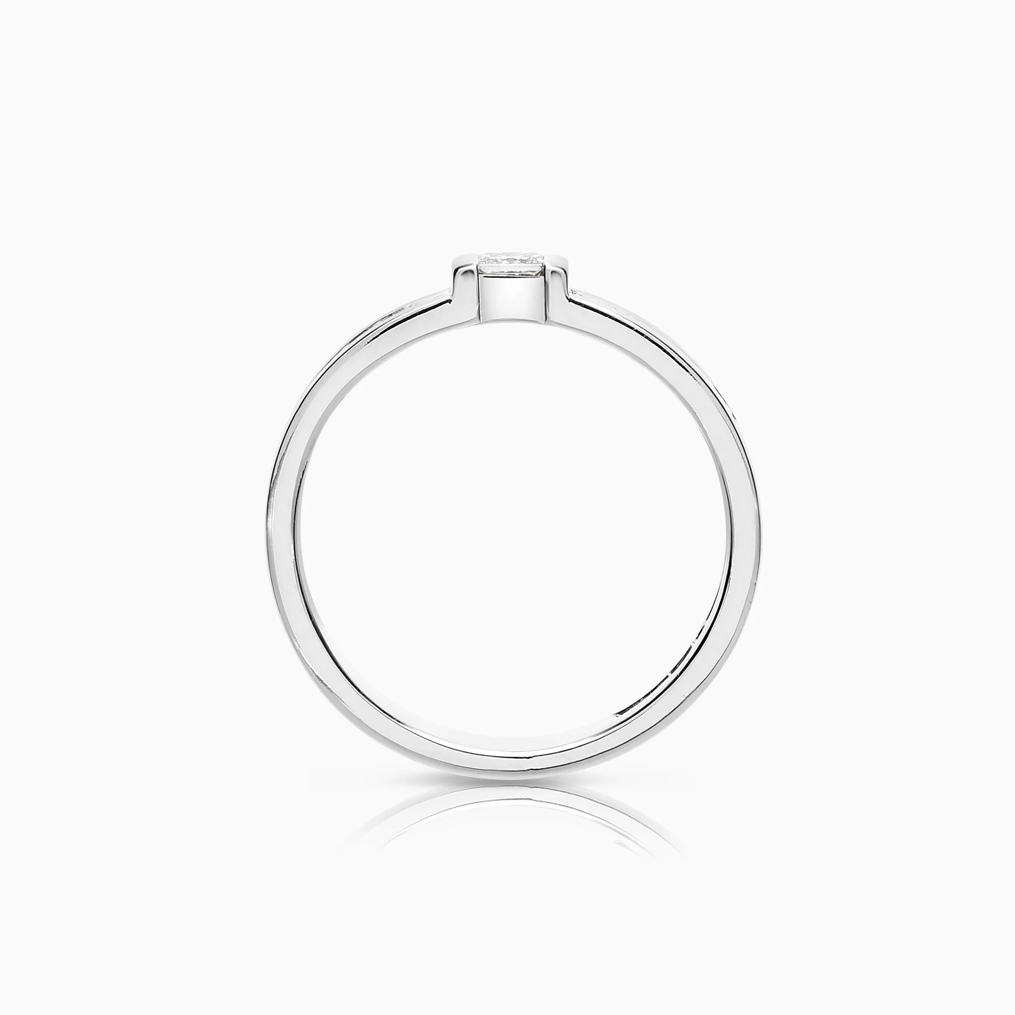 Side stone ring 0.22ct 18K white gold - Image 2