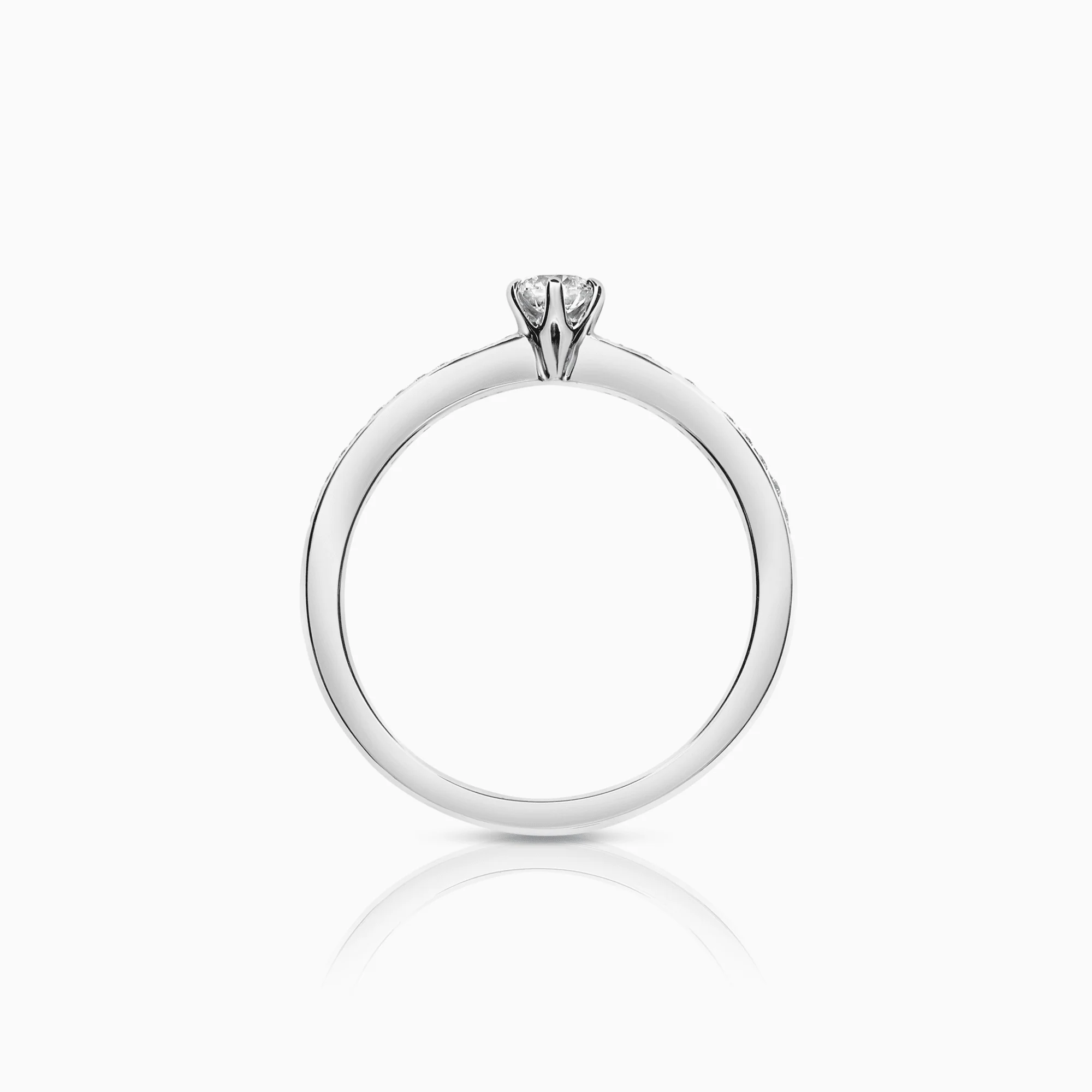 Side stone ring 0.28ct 18K white gold - Image 2