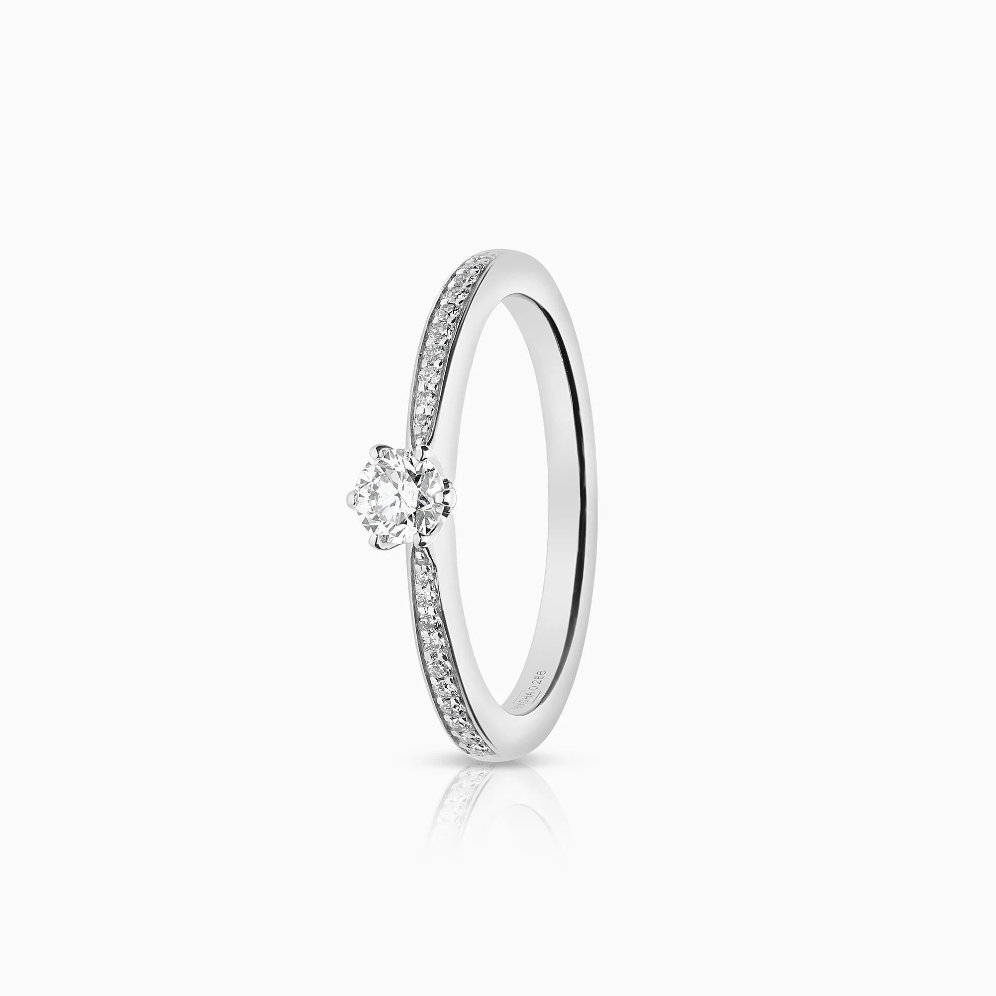 Side stone ring 0.28ct 18K white gold