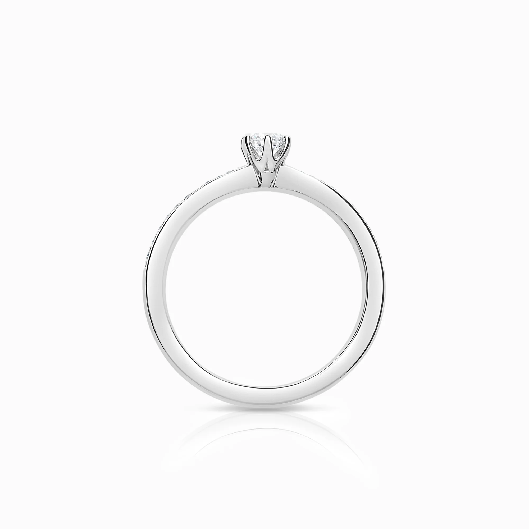 Side stone ring 0.28ct 18K white gold - Image 2
