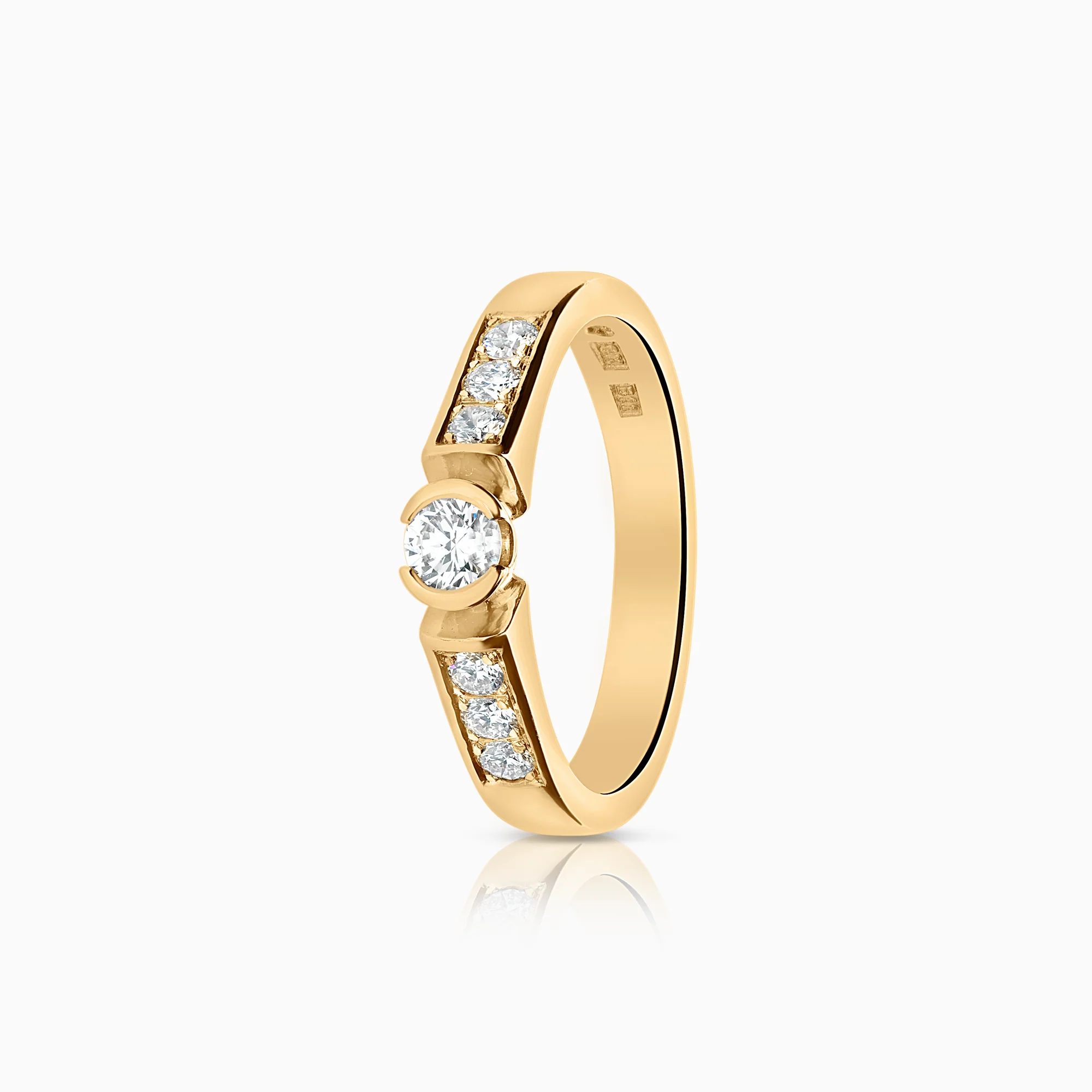 Side stone ring 0.33ct 18K gold
