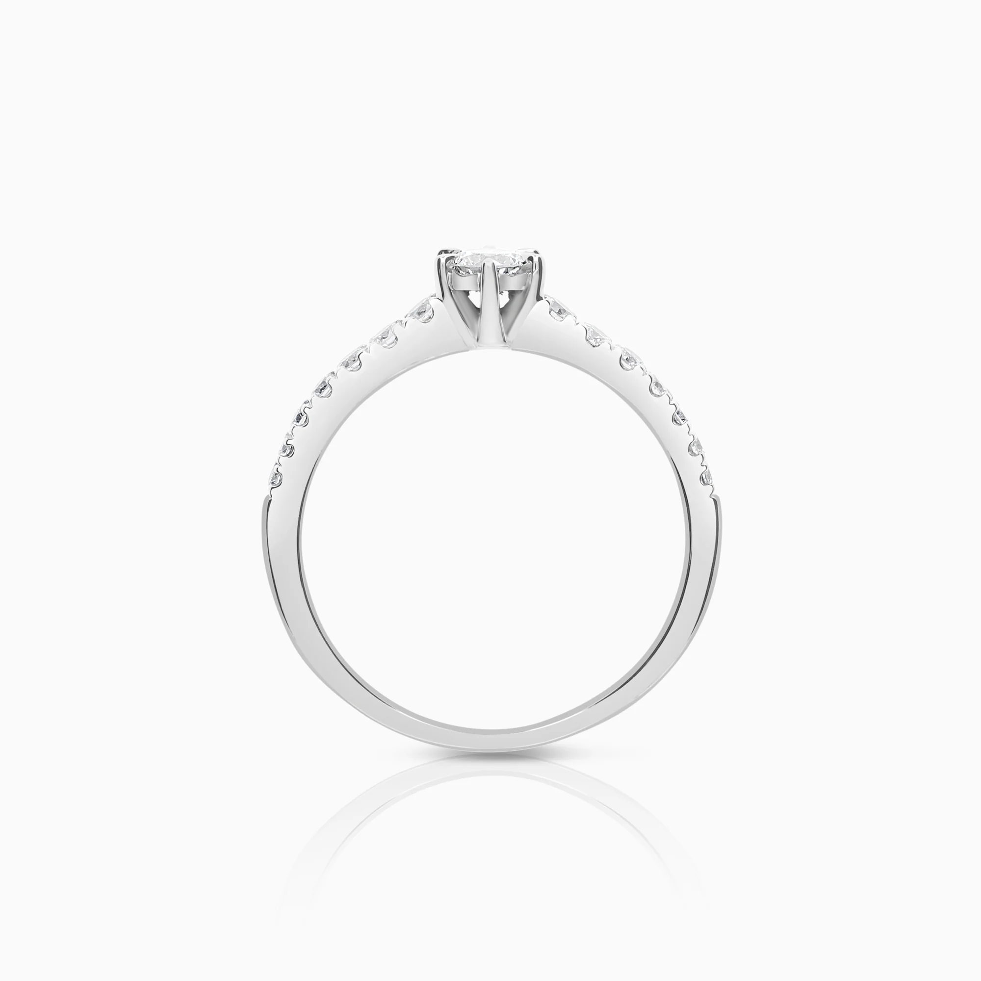 Side stone ring 0.34ct 18K white gold - Image 2