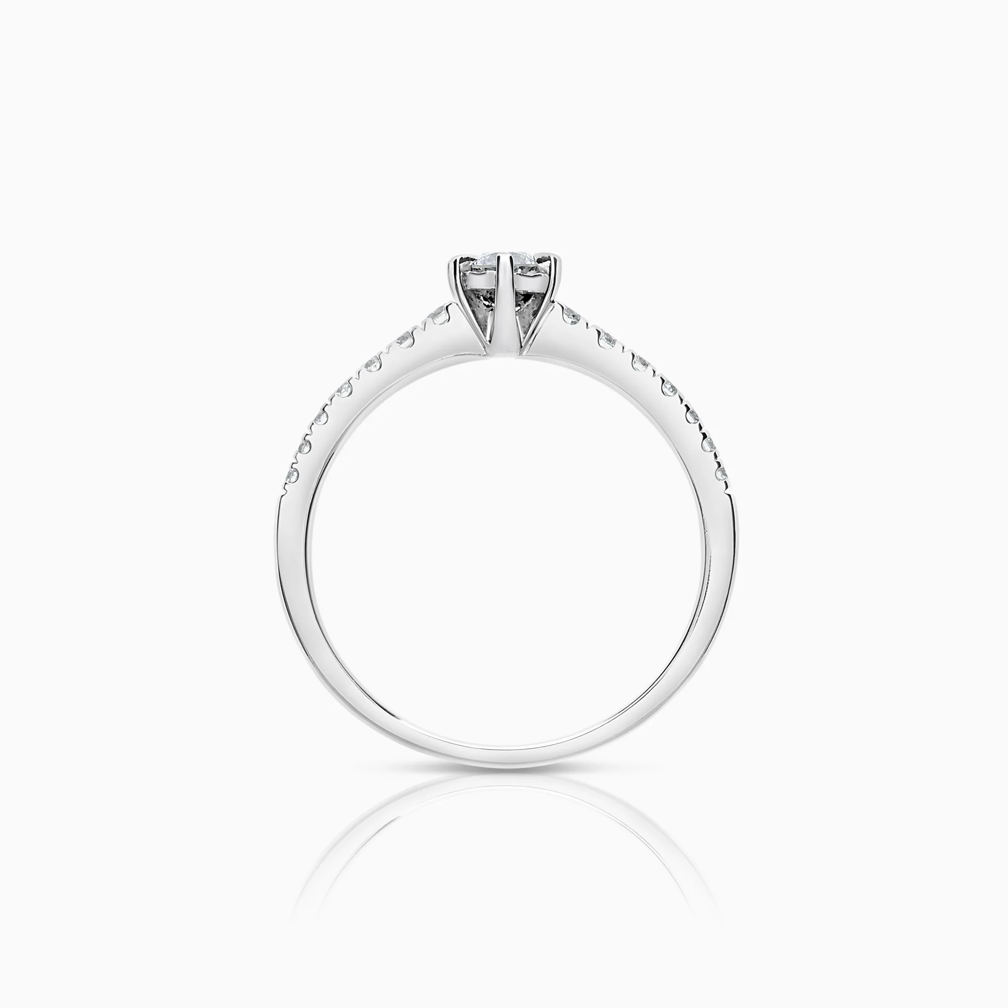 Side stone ring 0.34ct 18K white gold - Image 2