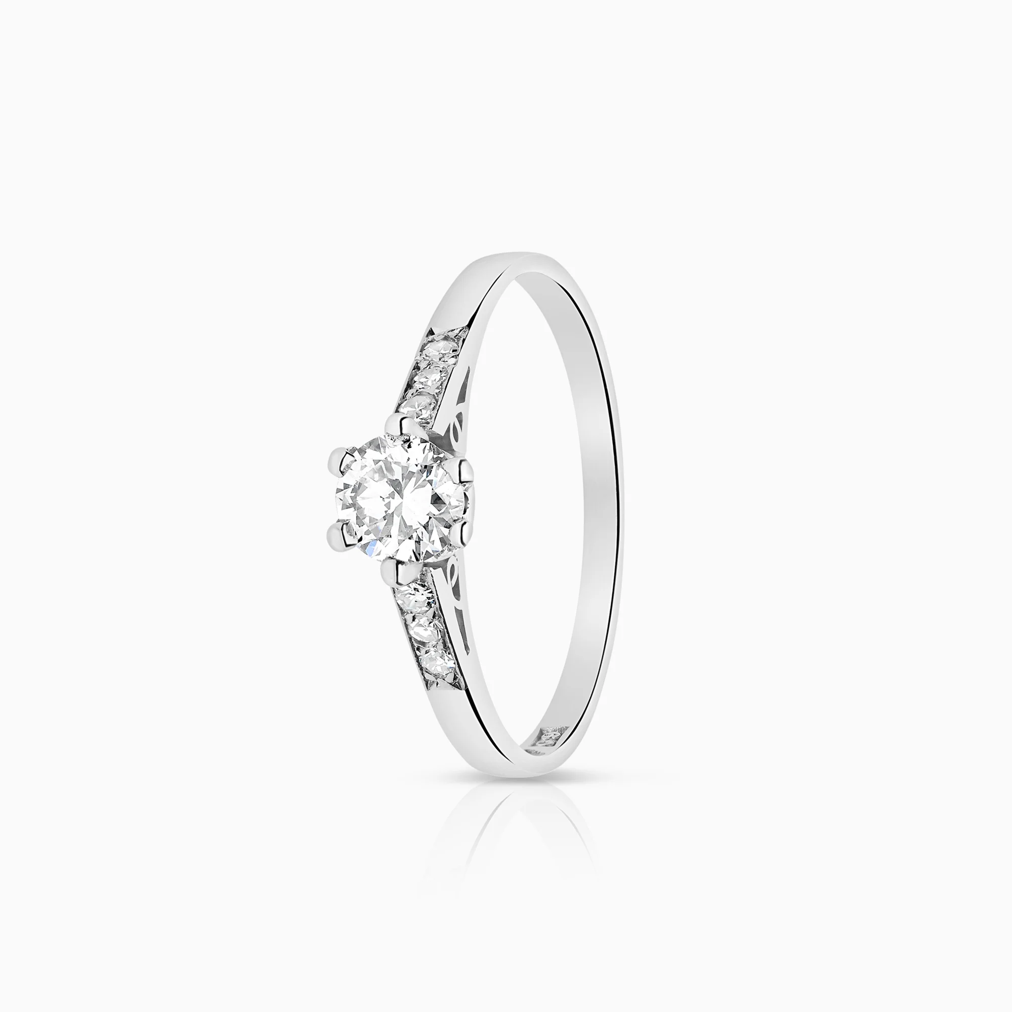Side Stone Ring 0.35ct 18K White Gold