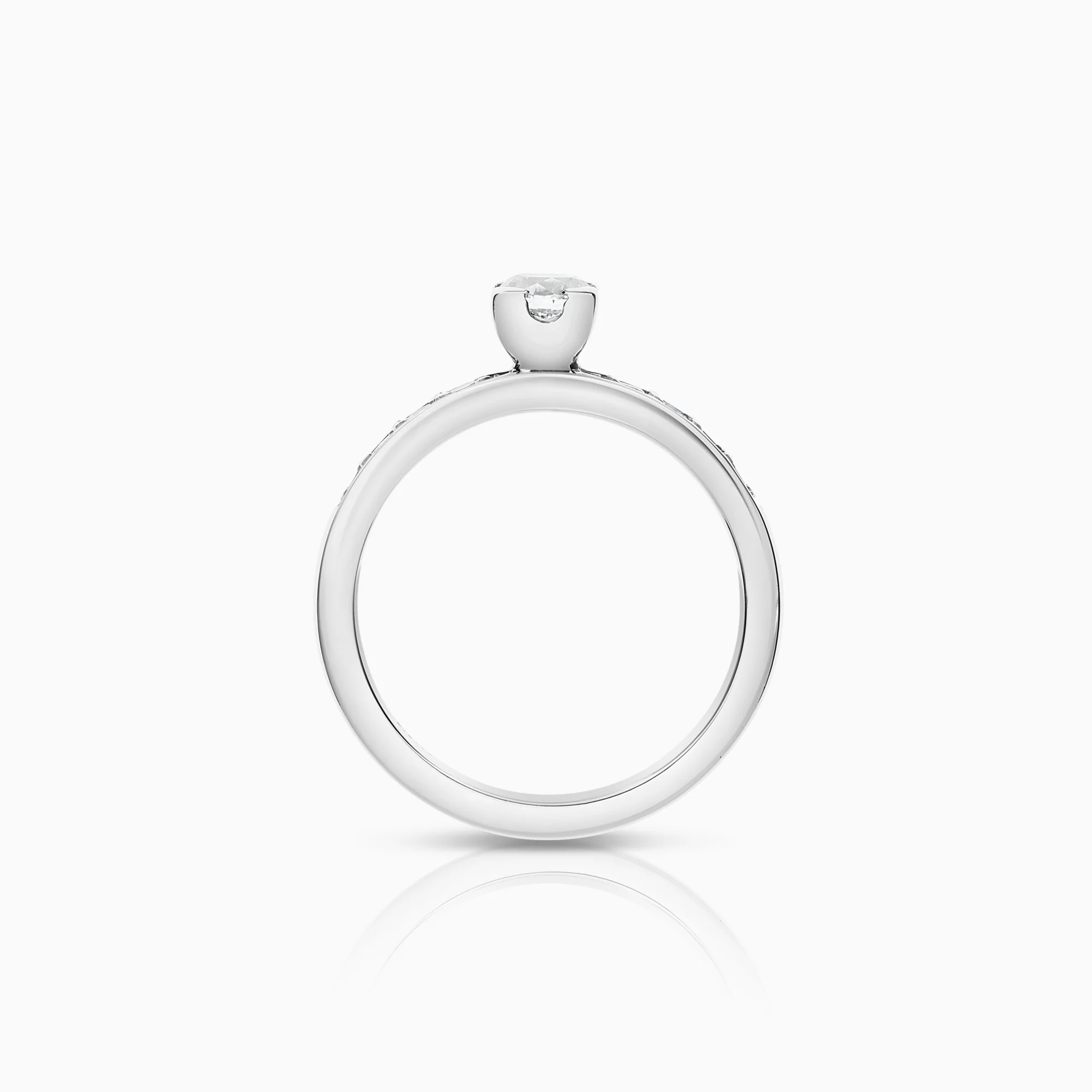 Side stone ring 0.48ct 18K white gold - Image 2