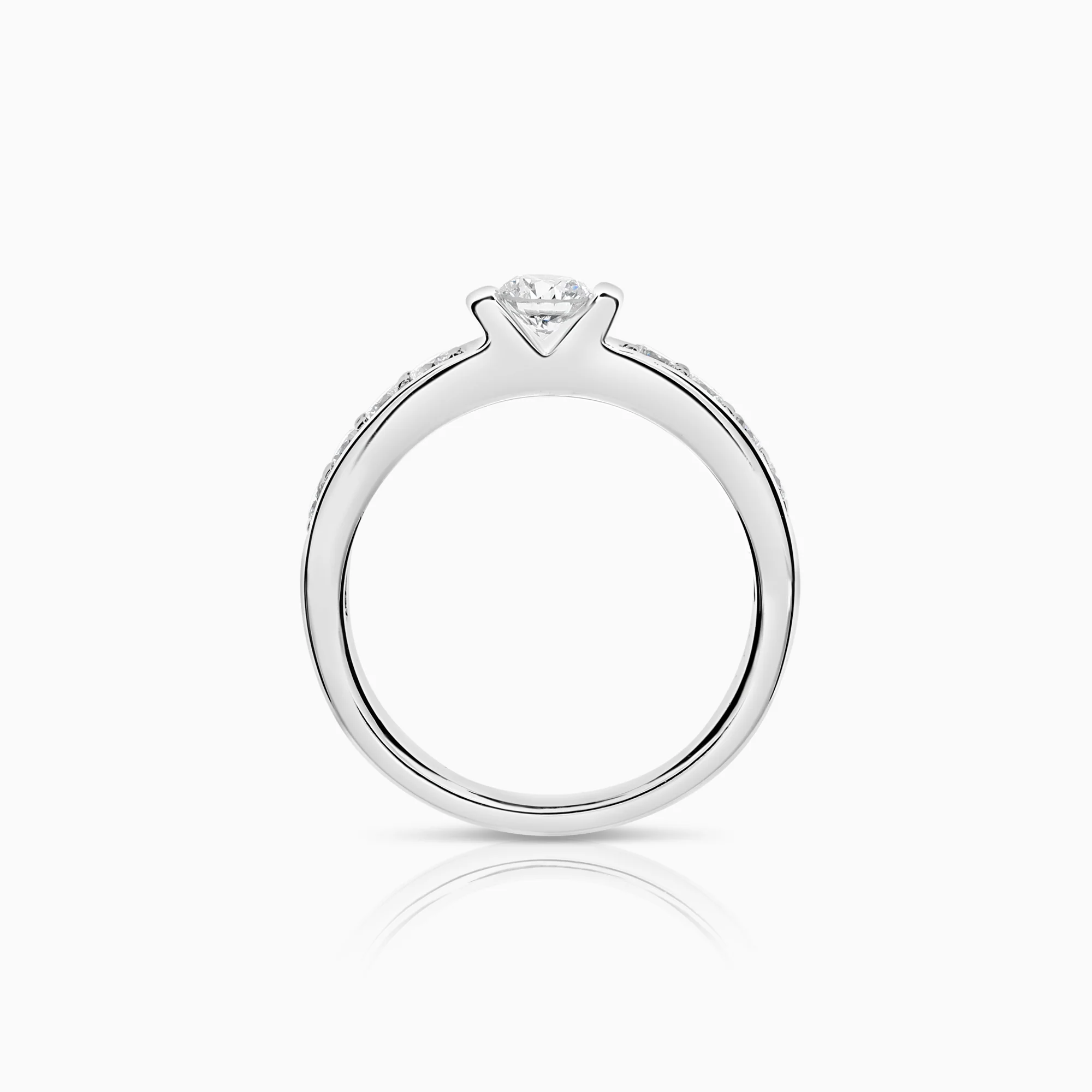 Side-stone ring 0.52ct 18K white gold - Image 2