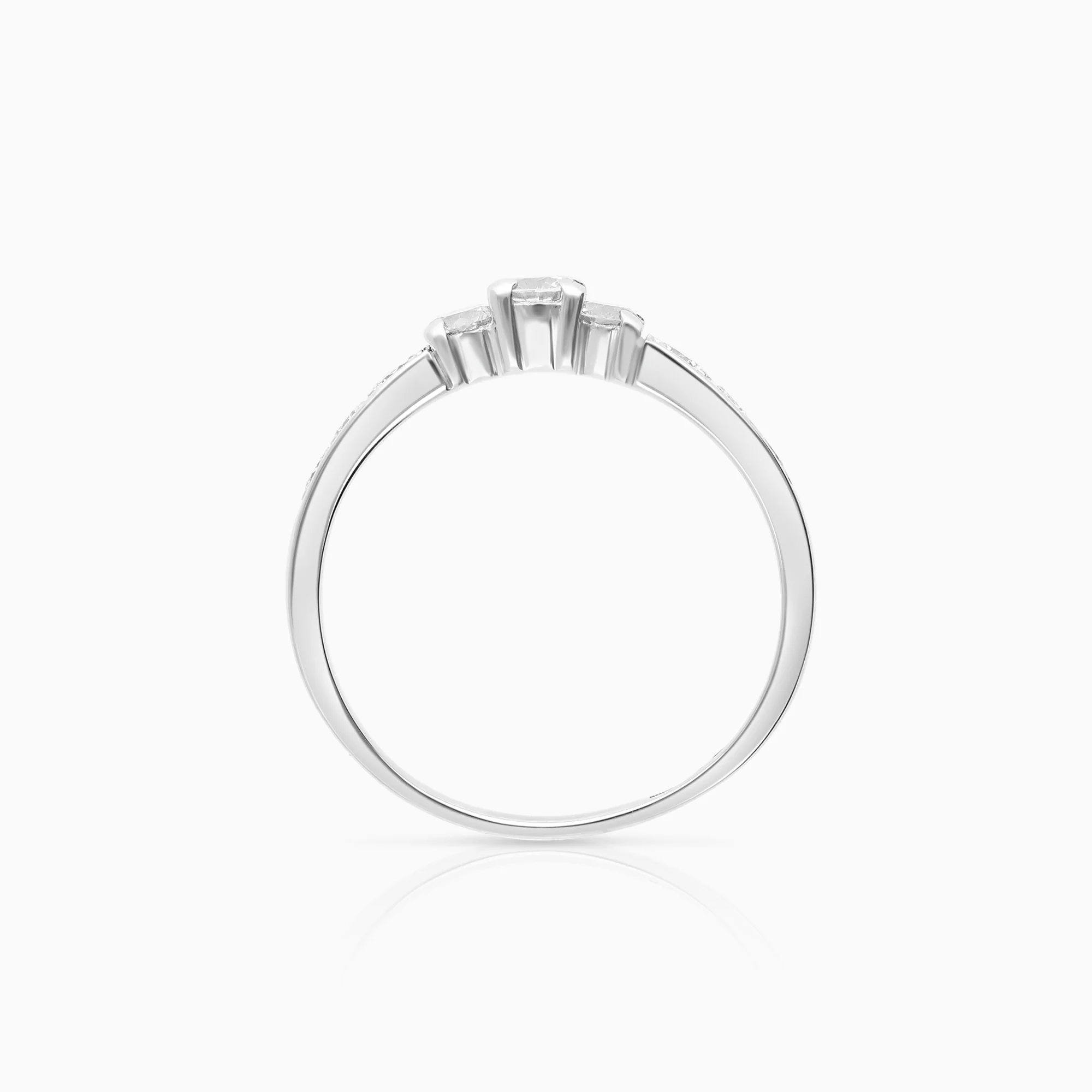 Side stone ring 0.57ct 18K white gold - Image 2
