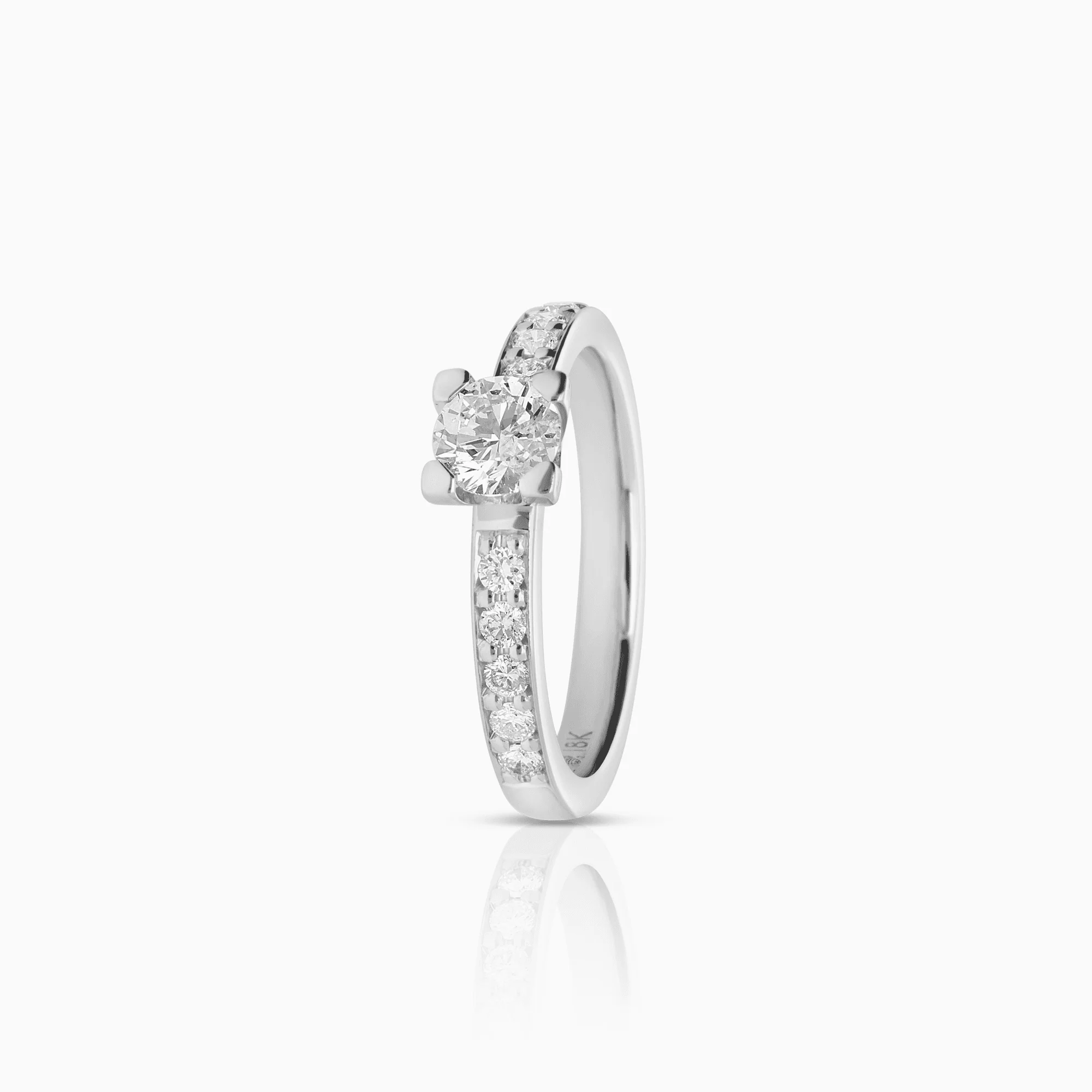 Side-stone ring 0.60ct 18K white gold - Image 2