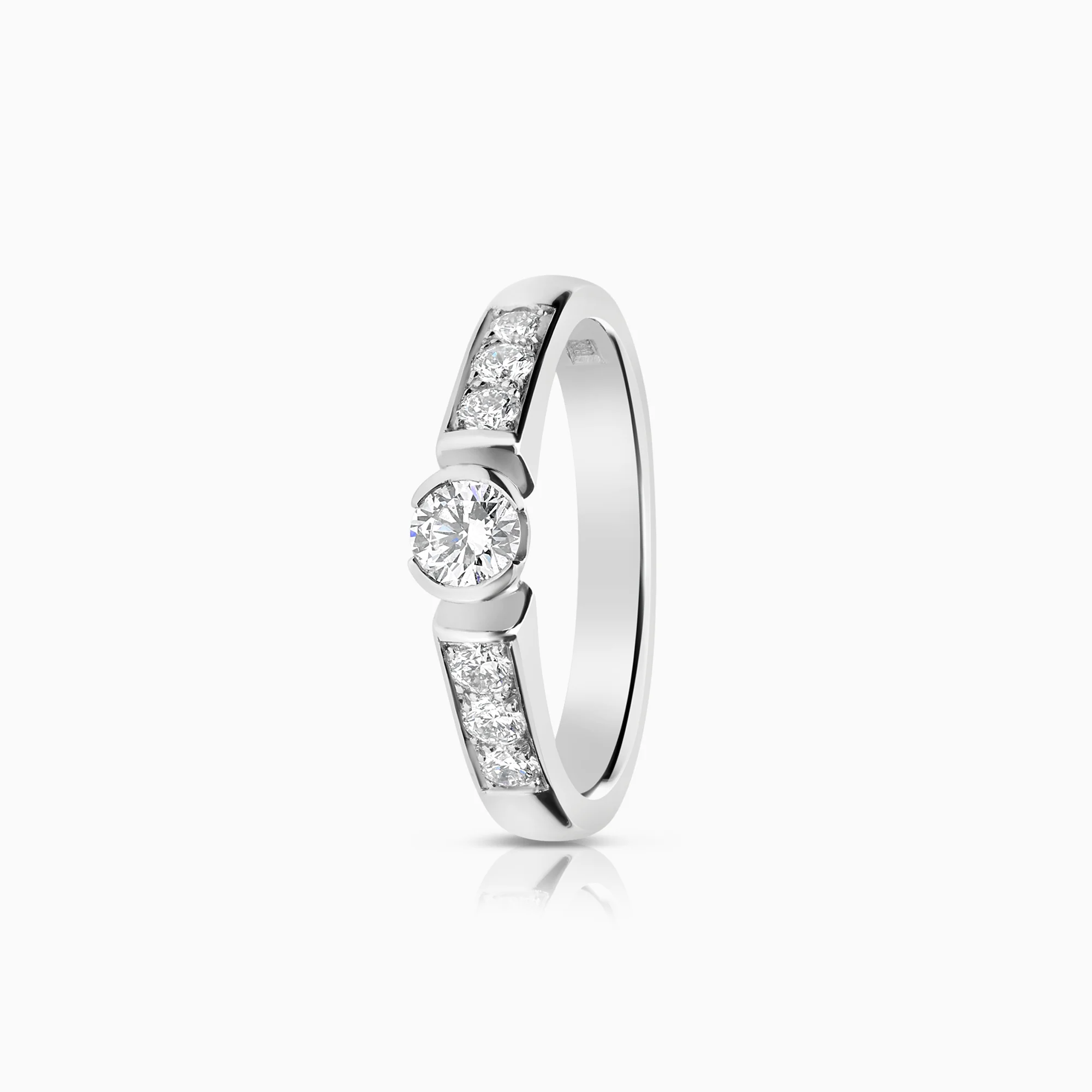 Side stone ring 0.65 18K white gold