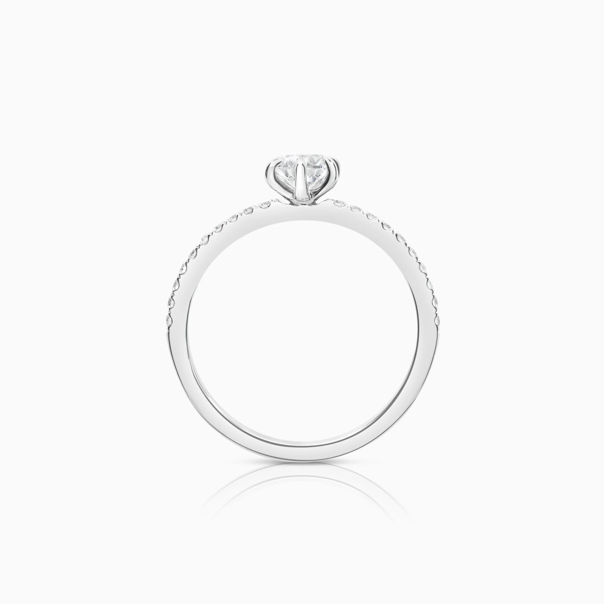 Side stone ring 0.65ct 18K white gold - Image 2