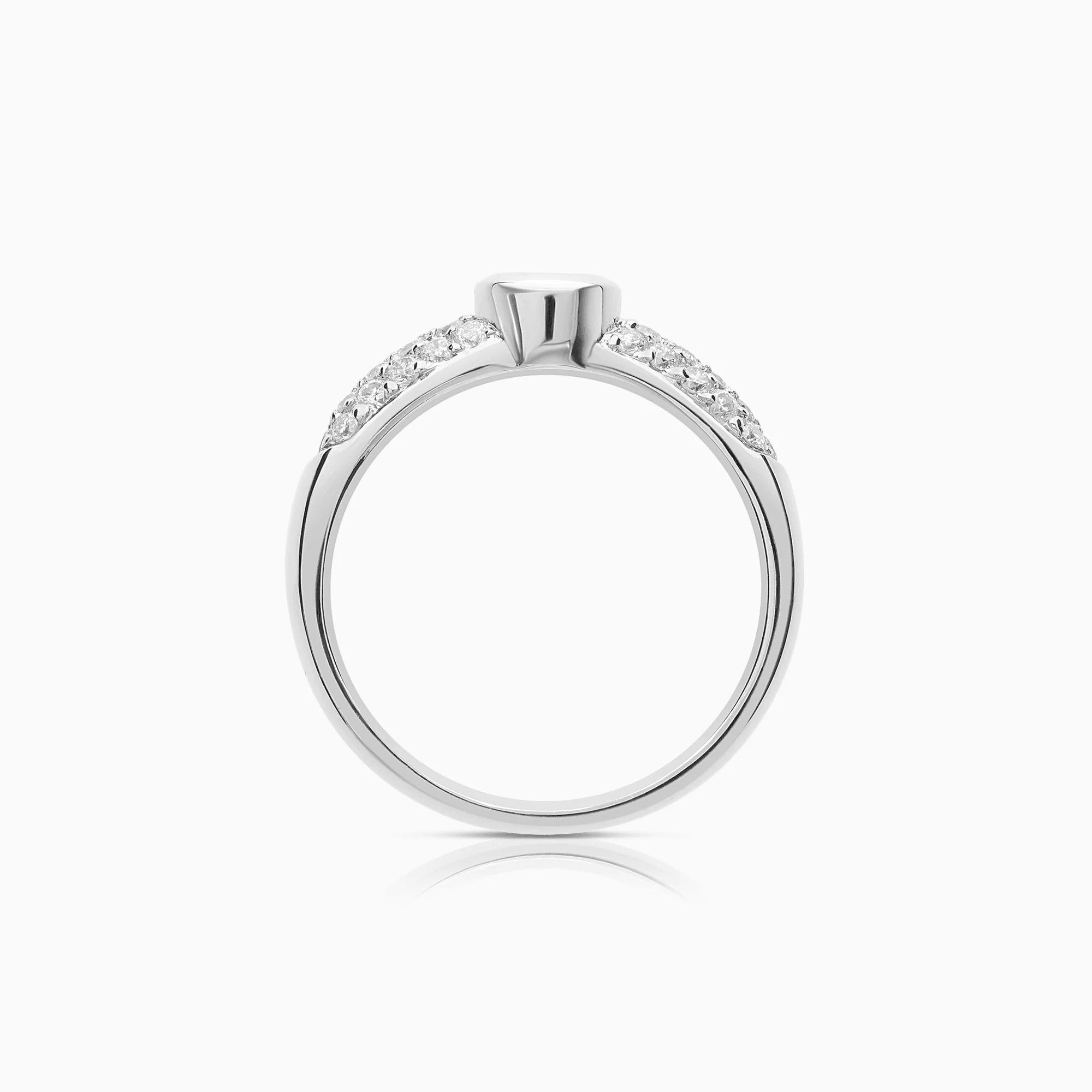 Side stone ring 0.65ct 18K white gold - Image 2