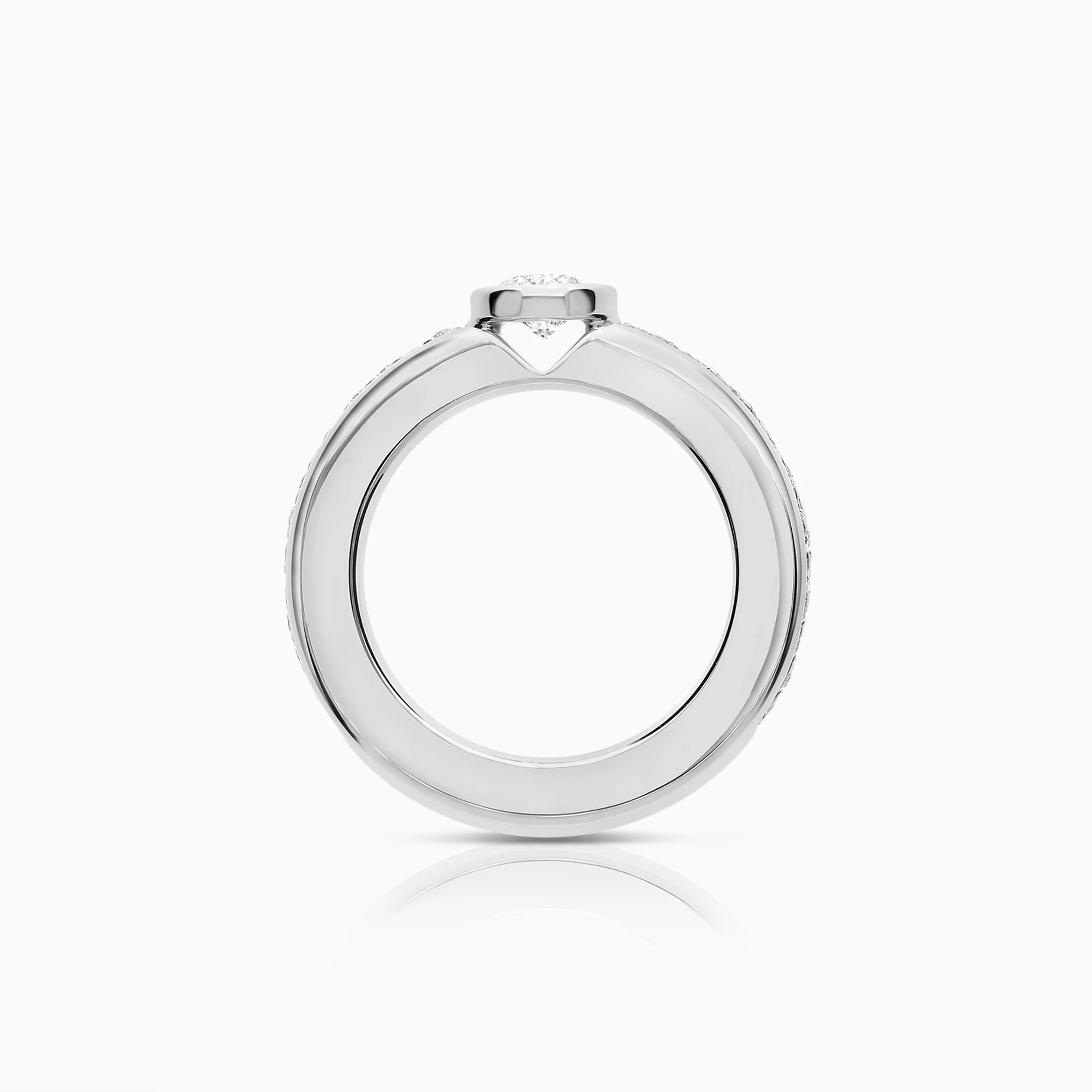 Side stone ring 0.73ct 18K white gold - Image 2
