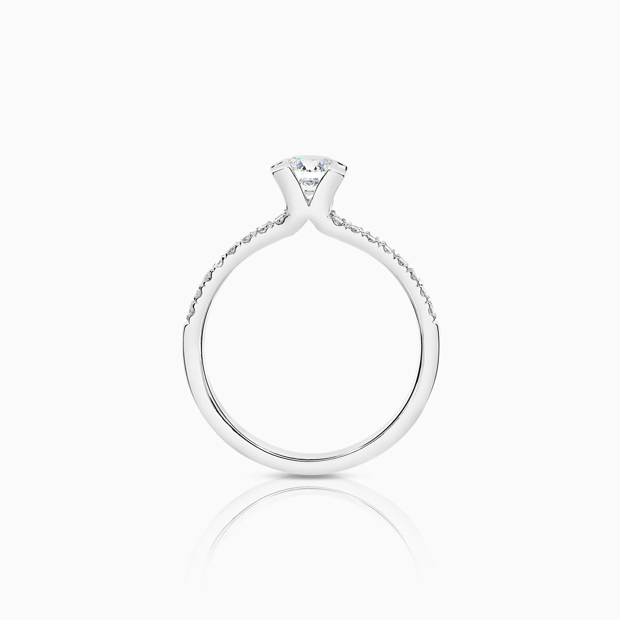 Side stone ring 0.75ct 18K white gold - Image 3