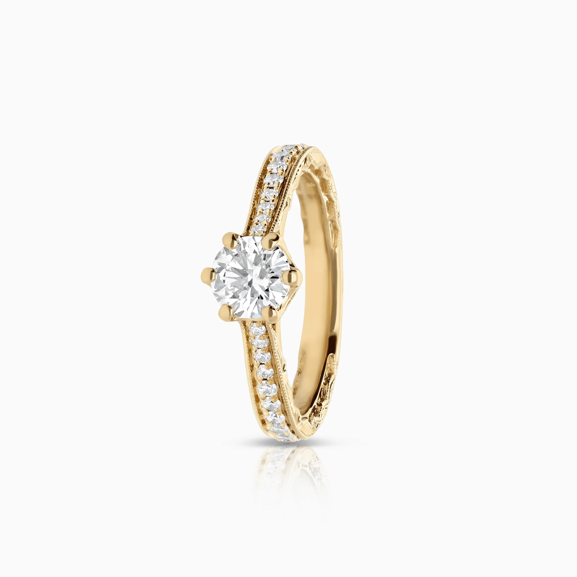 Side Stone Ring 0.85ct 14K Gold