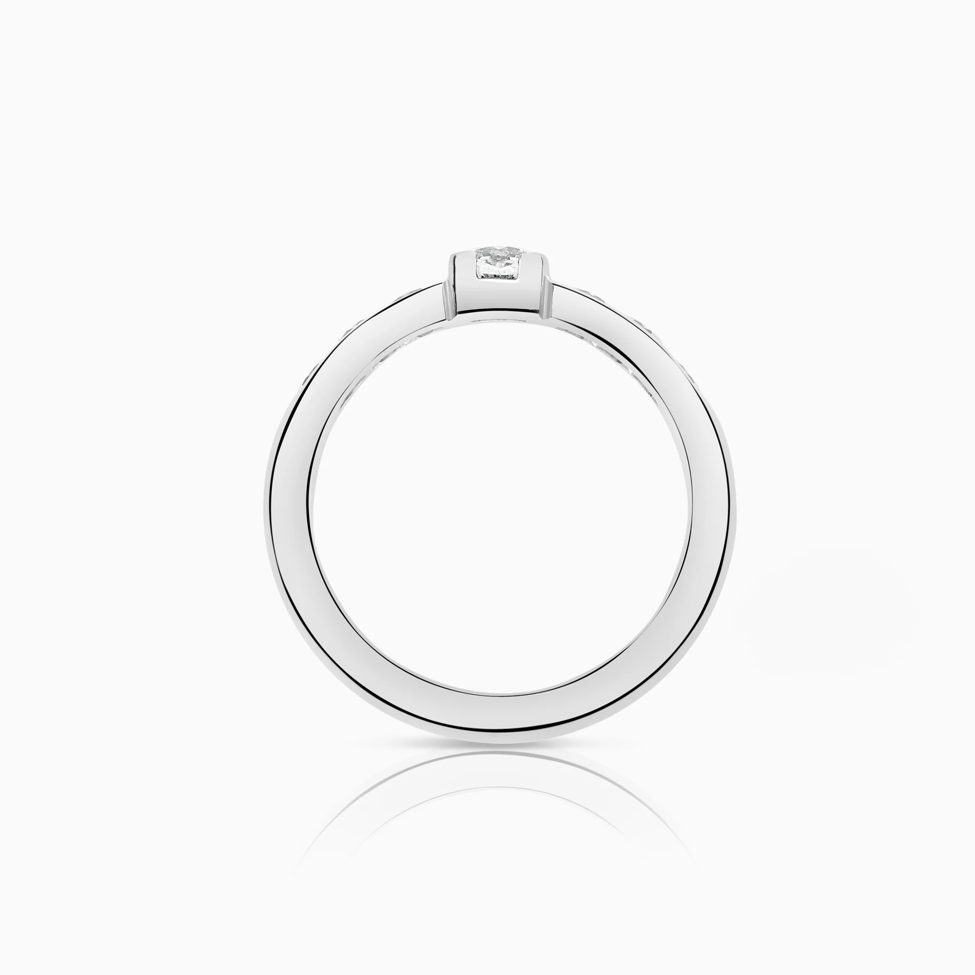 Side stone ring 0.89ct 18K white gold - Image 2
