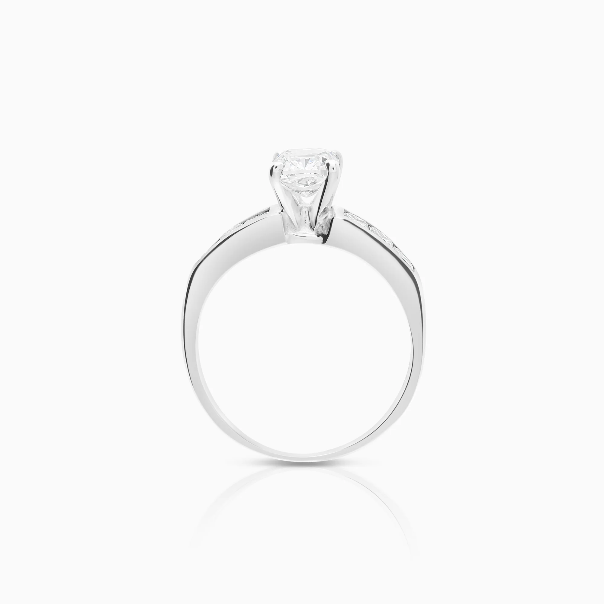 Side stone ring 1.15ct 18K white gold - Image 3