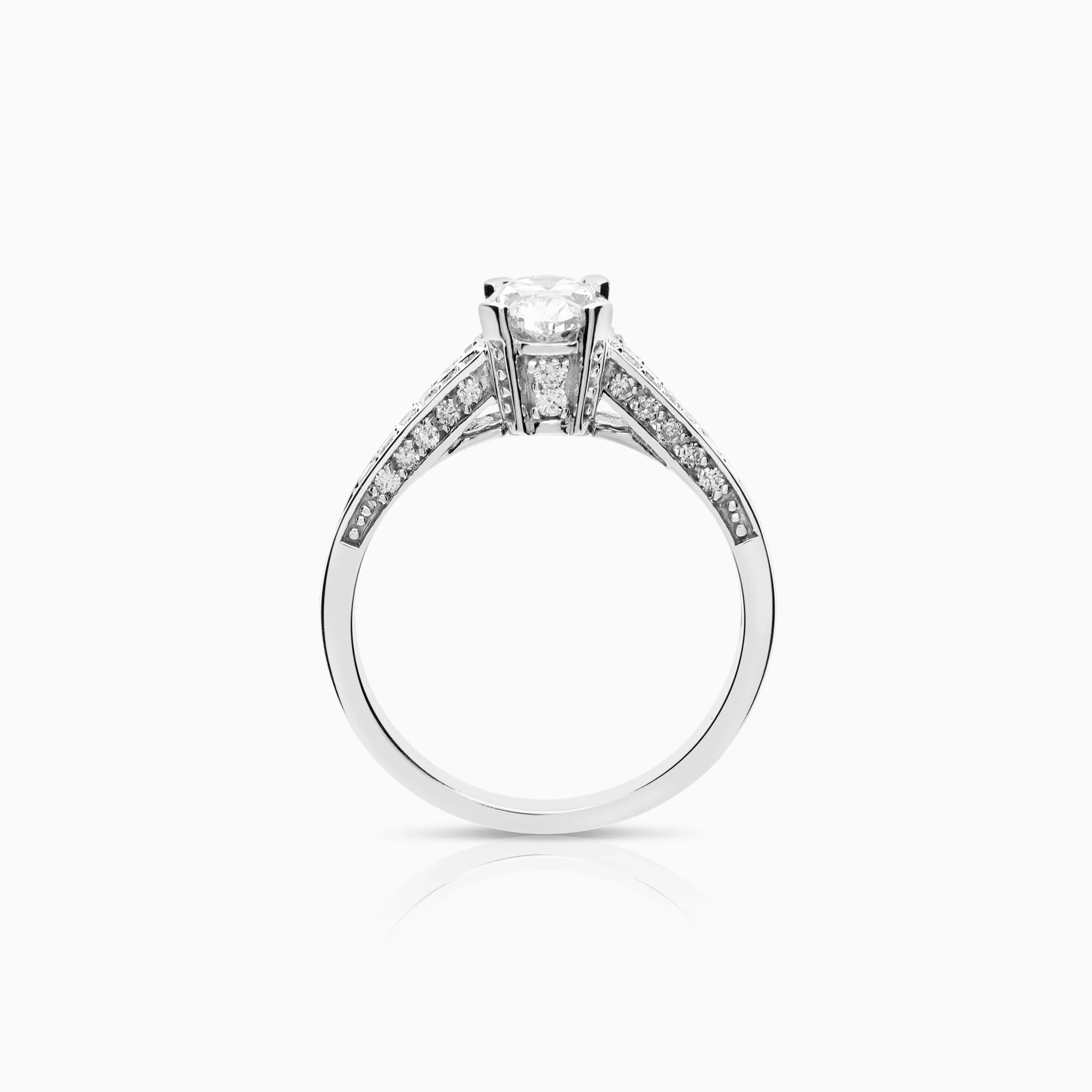 Side stone ring 1.30ct 14K white gold - Image 2
