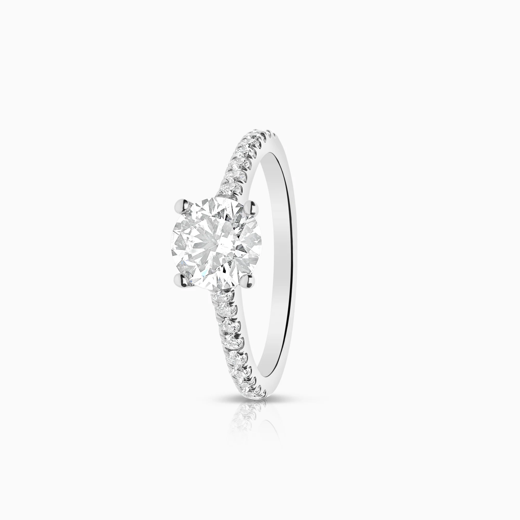 Side-stone ring 1.30ct 18K white gold