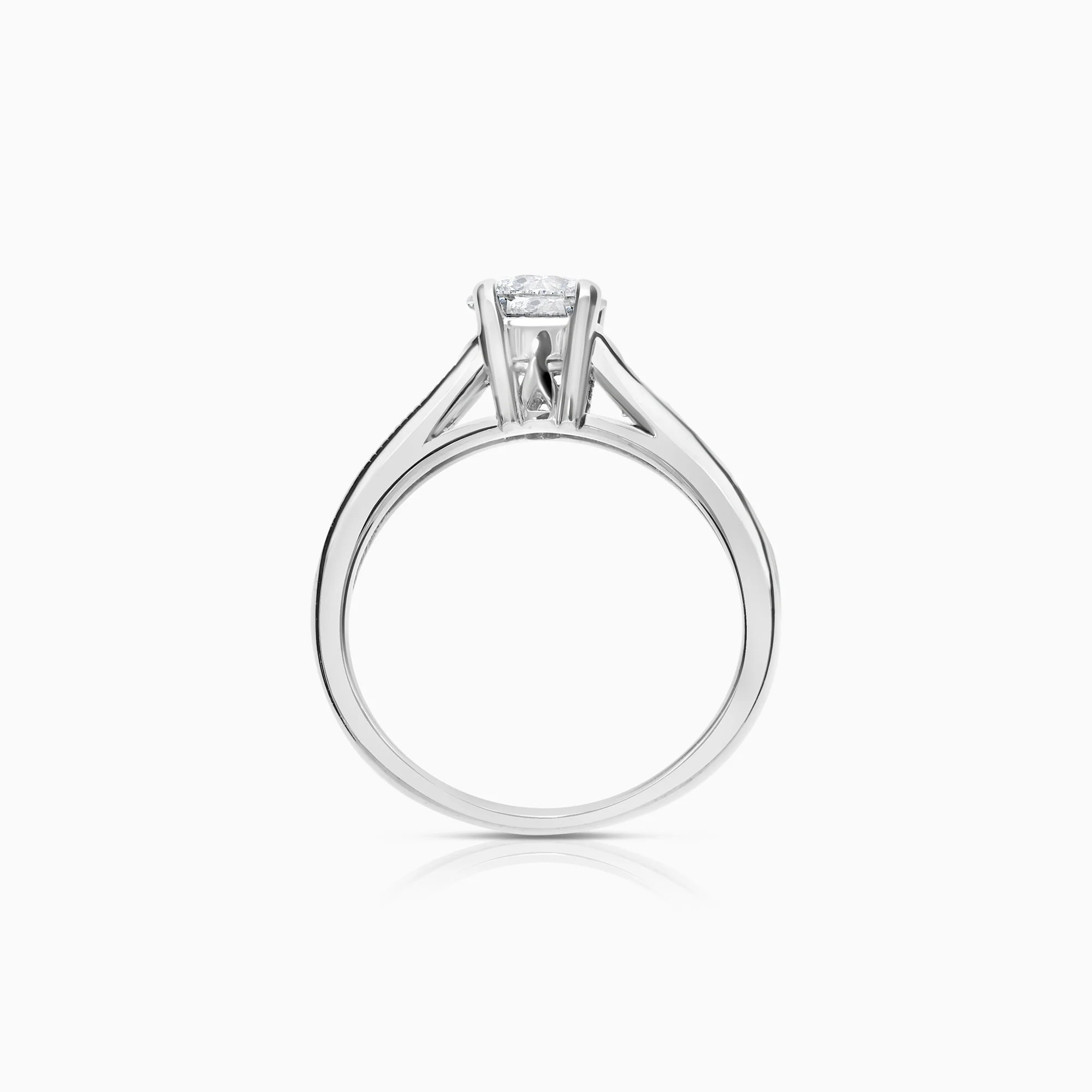 Side stone ring 1.00ct 18K white gold - Image 2