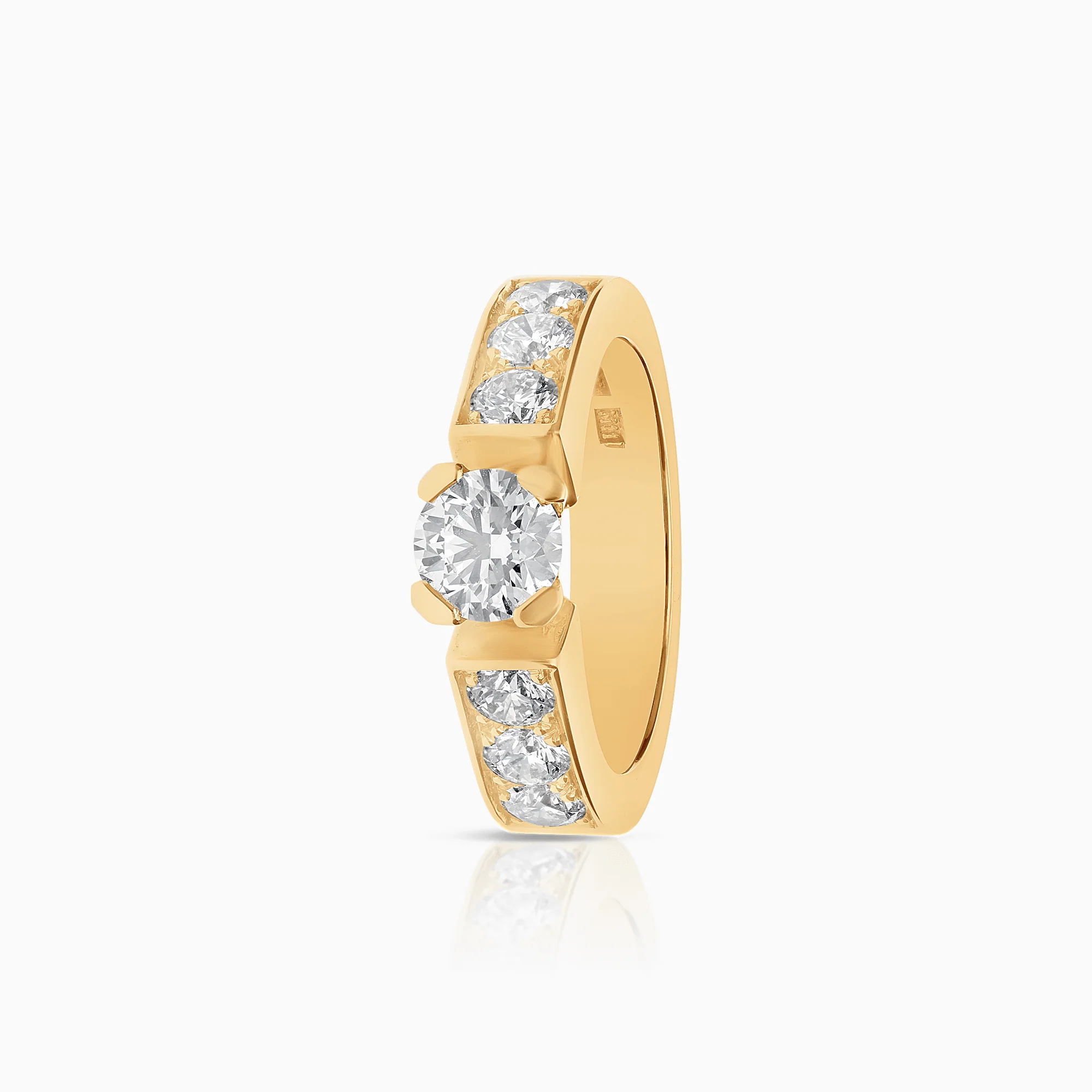 Side stone ring 1.31ct 18K gold