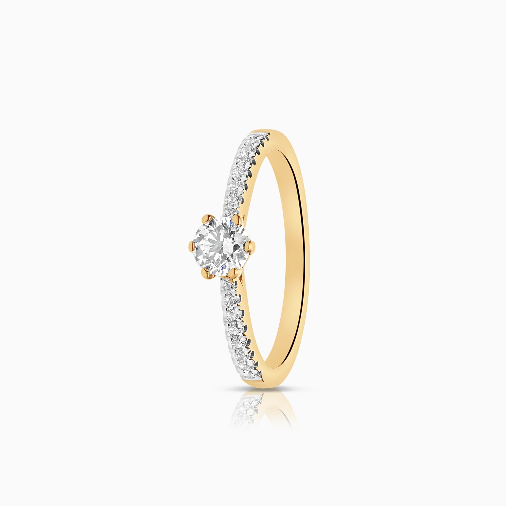 Side-stone ring lab-grown diamonds 0.41ct 18K gold