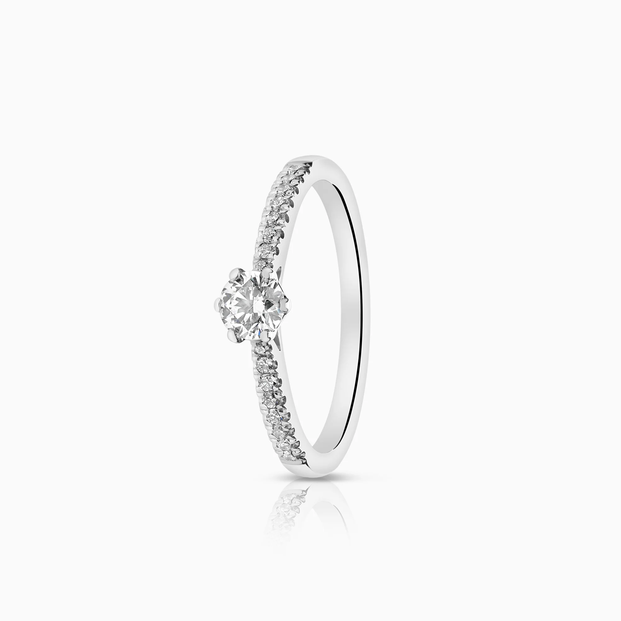 Side stone ring lab-grown diamonds 0.41ct 18K white gold