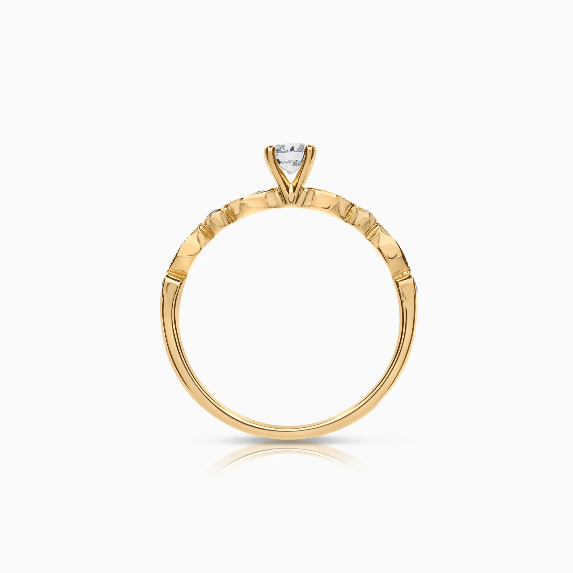 Side stone ring with lab-grown diamonds 0.36ct 18K yellow gold - Image 2