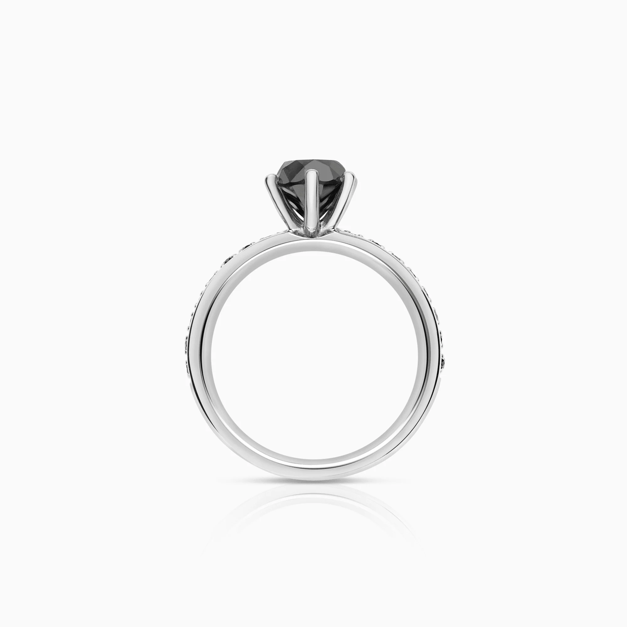 Side stone ring with black diamonds 1.56ct 14K white gold - Image 3