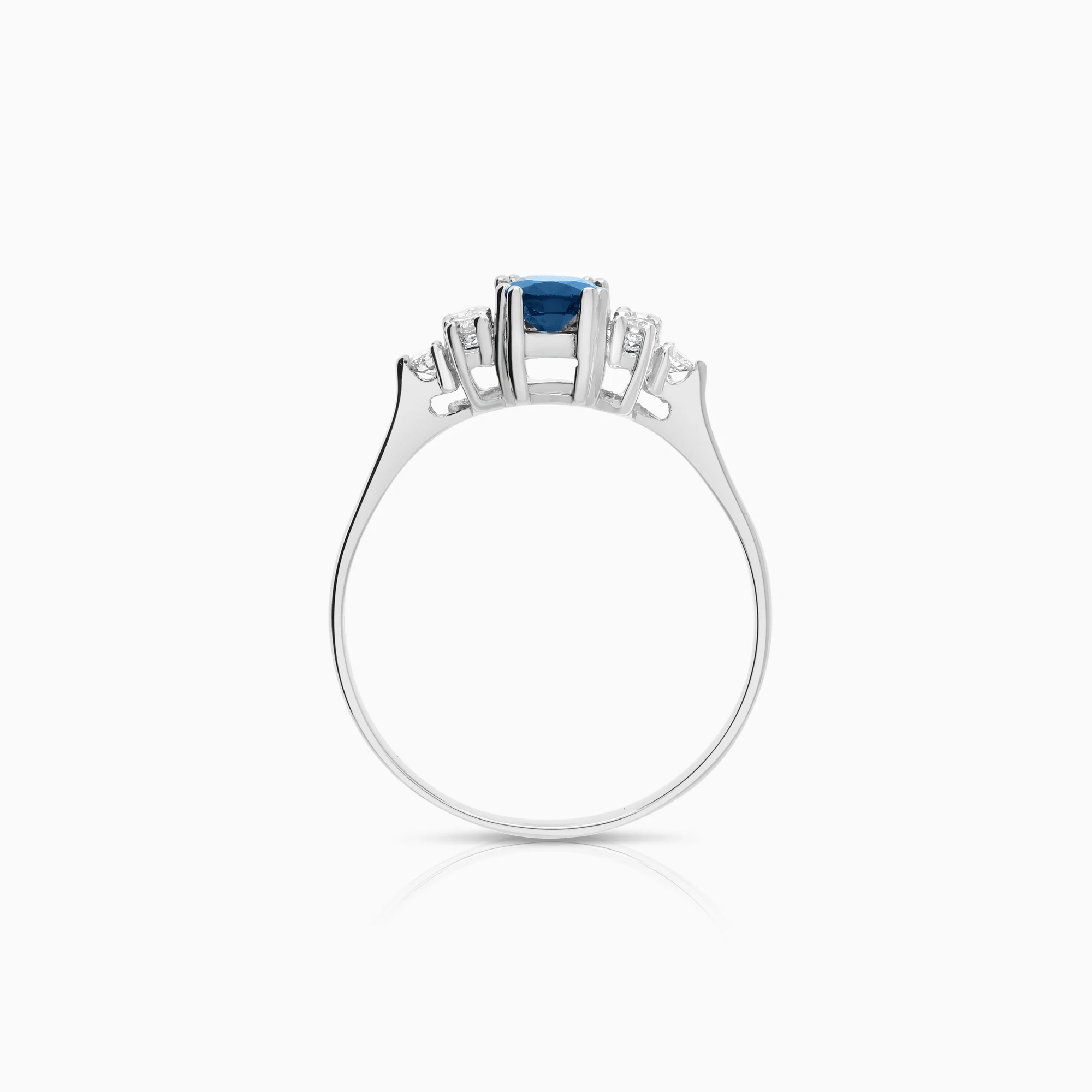 Side stone ring sapphire and diamonds 0.18ct 18K white gold - Image 2