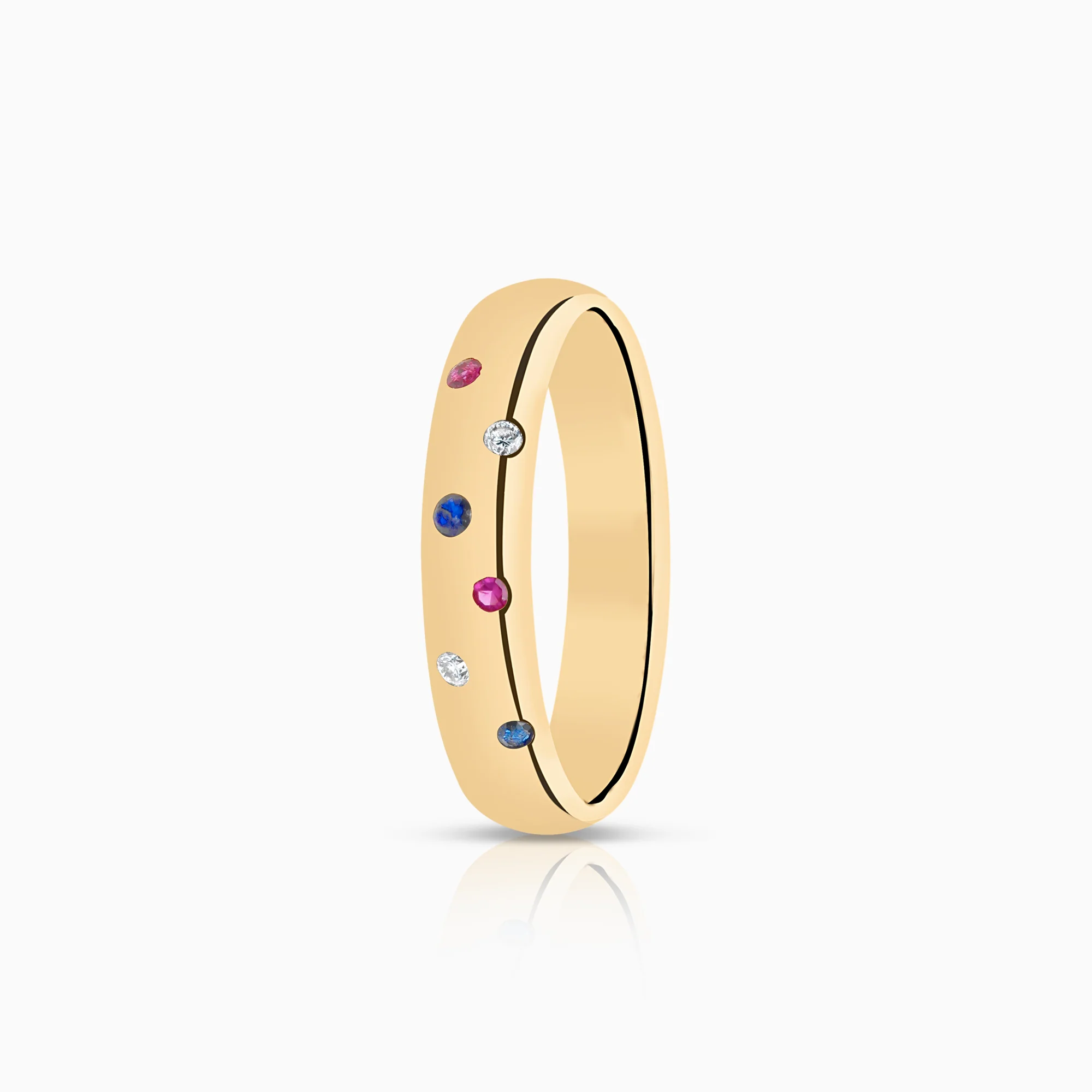 Diamond ring with sapphires and rubies 0.02ct 18K gold