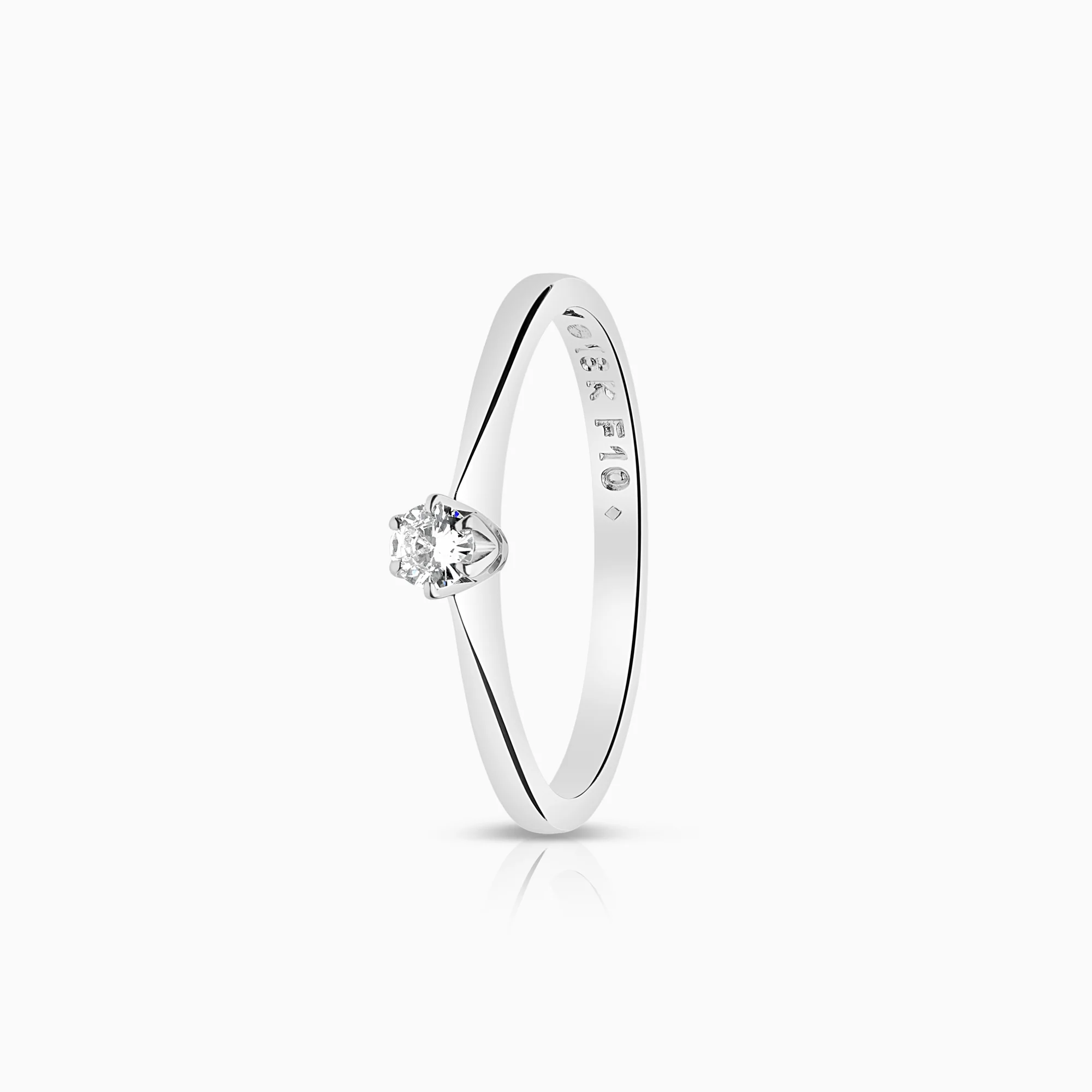Solitaire diamond ring 0.07ct 18K white gold