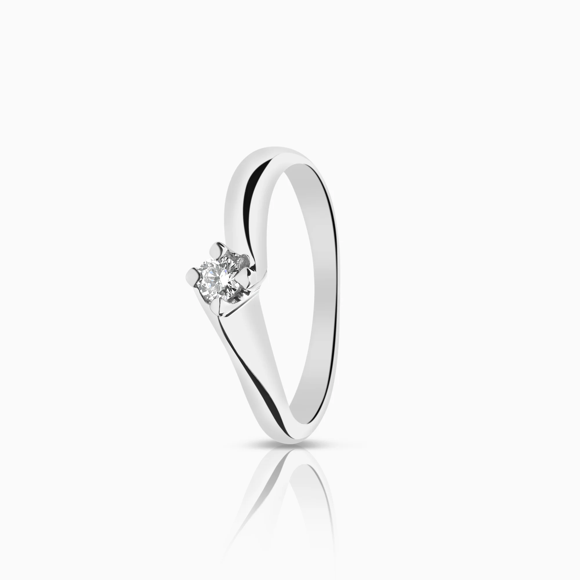 Solitaire diamond ring 0.10ct 14K white gold
