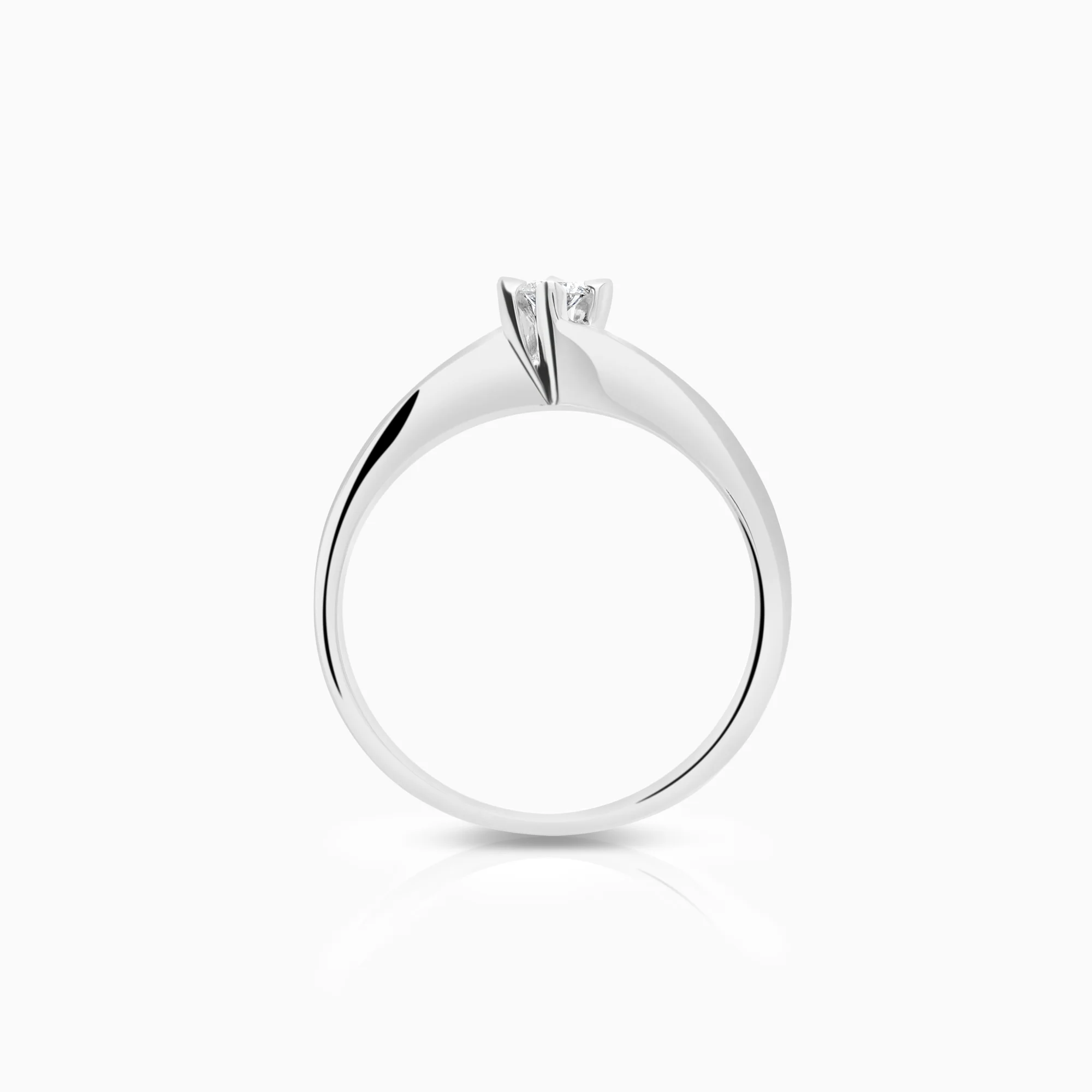 Solitaire diamond ring 0.10ct 14K white gold - Image 2
