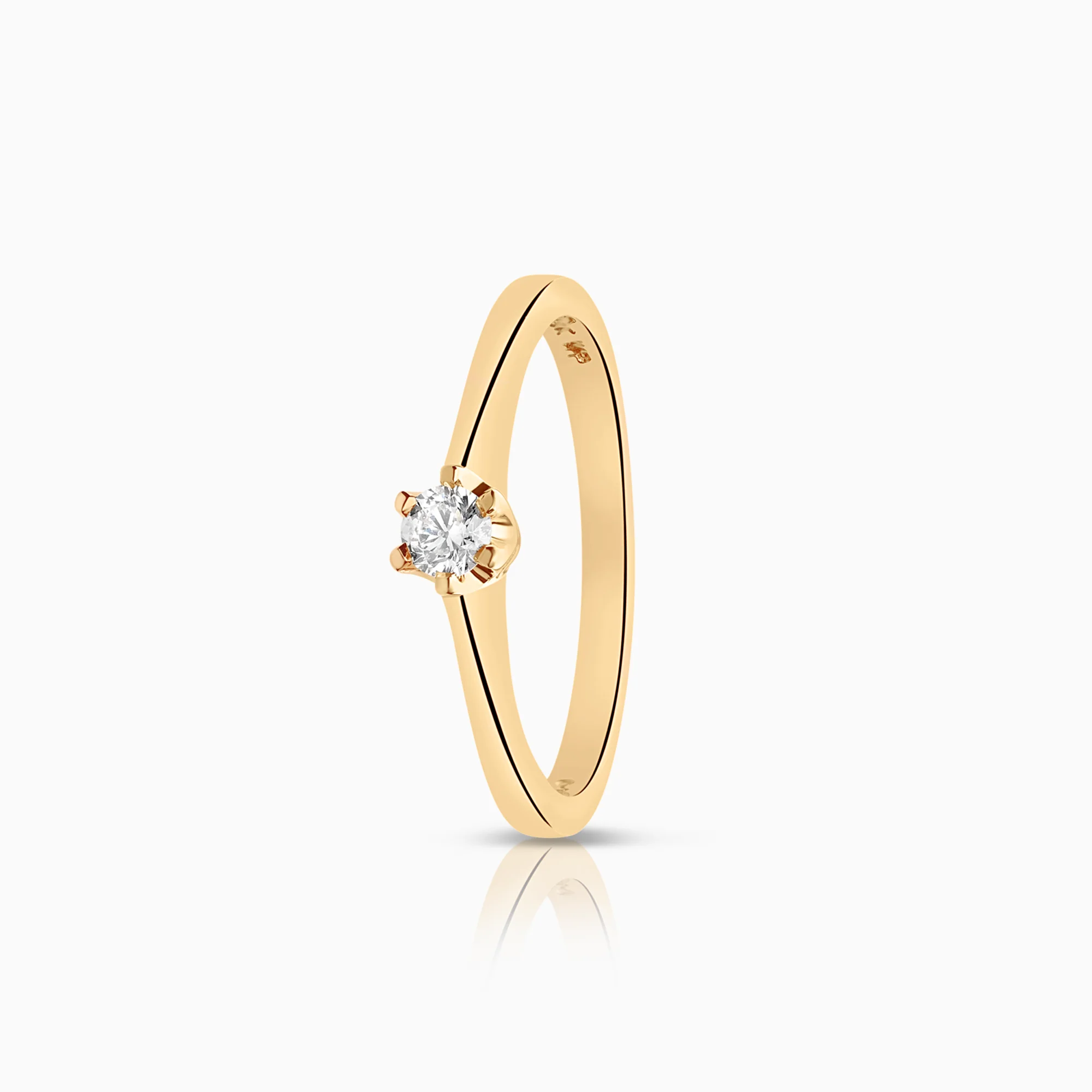 Solitaire diamond ring 0.10ct 18K gold