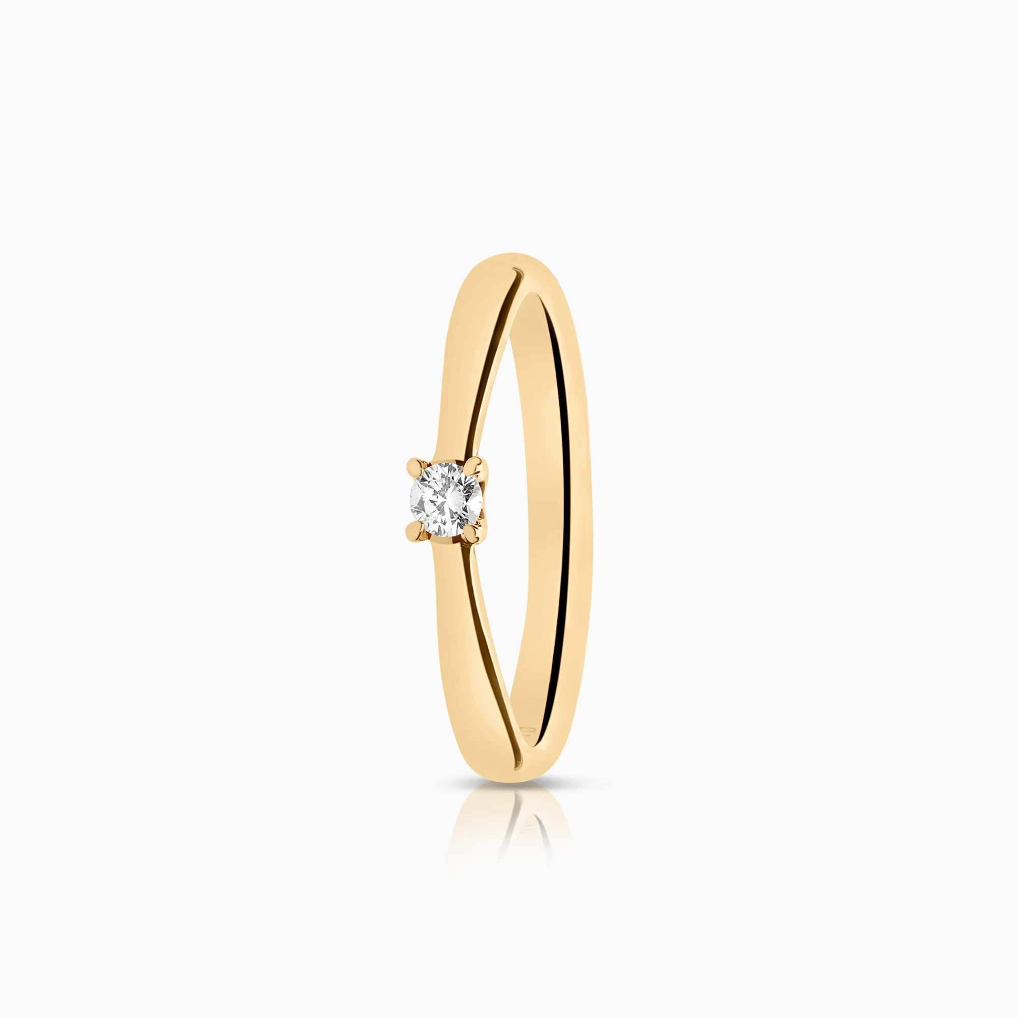 Solitaire diamond ring 0.10ct 18K gold