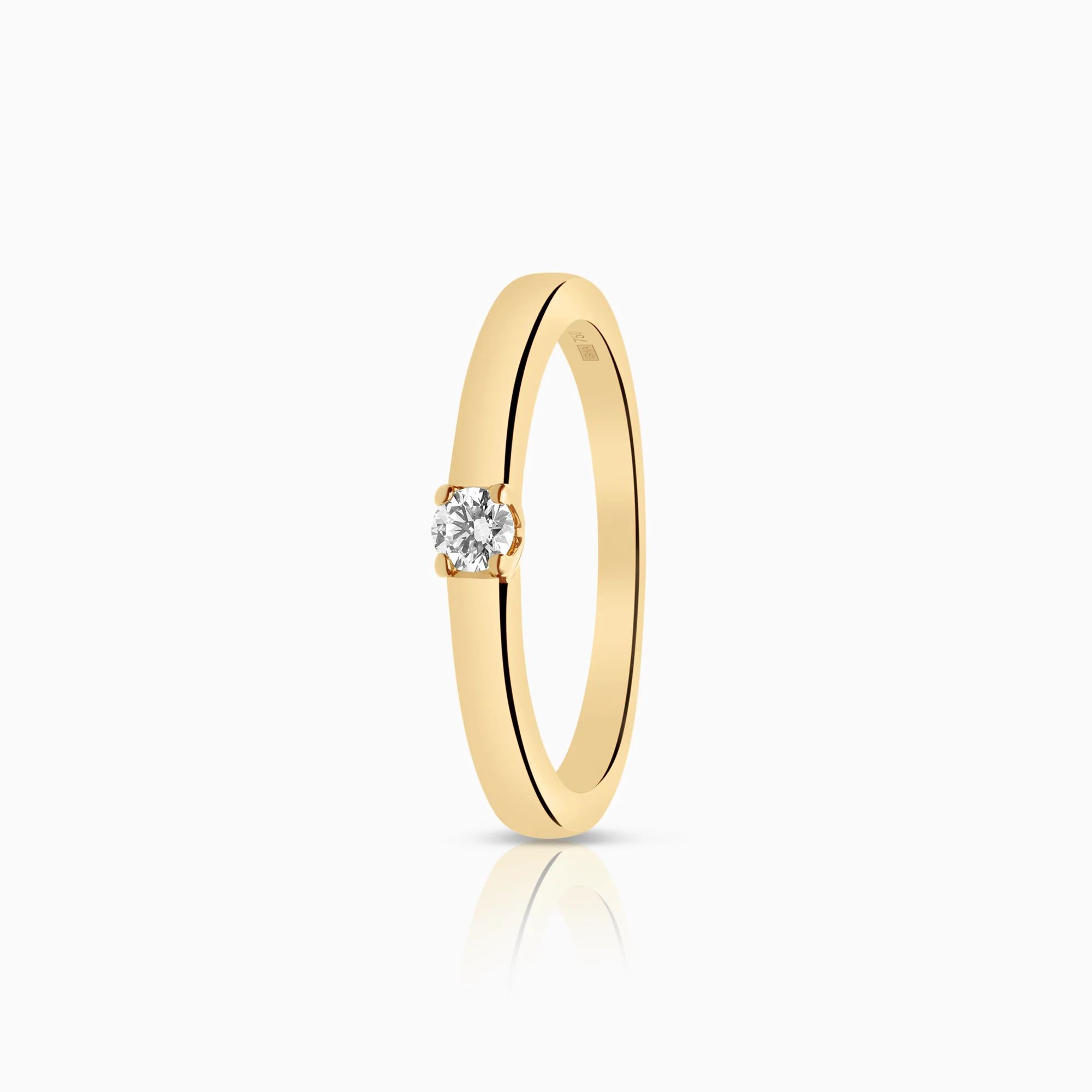 Solitaire diamond ring 0.10ct 18K gold
