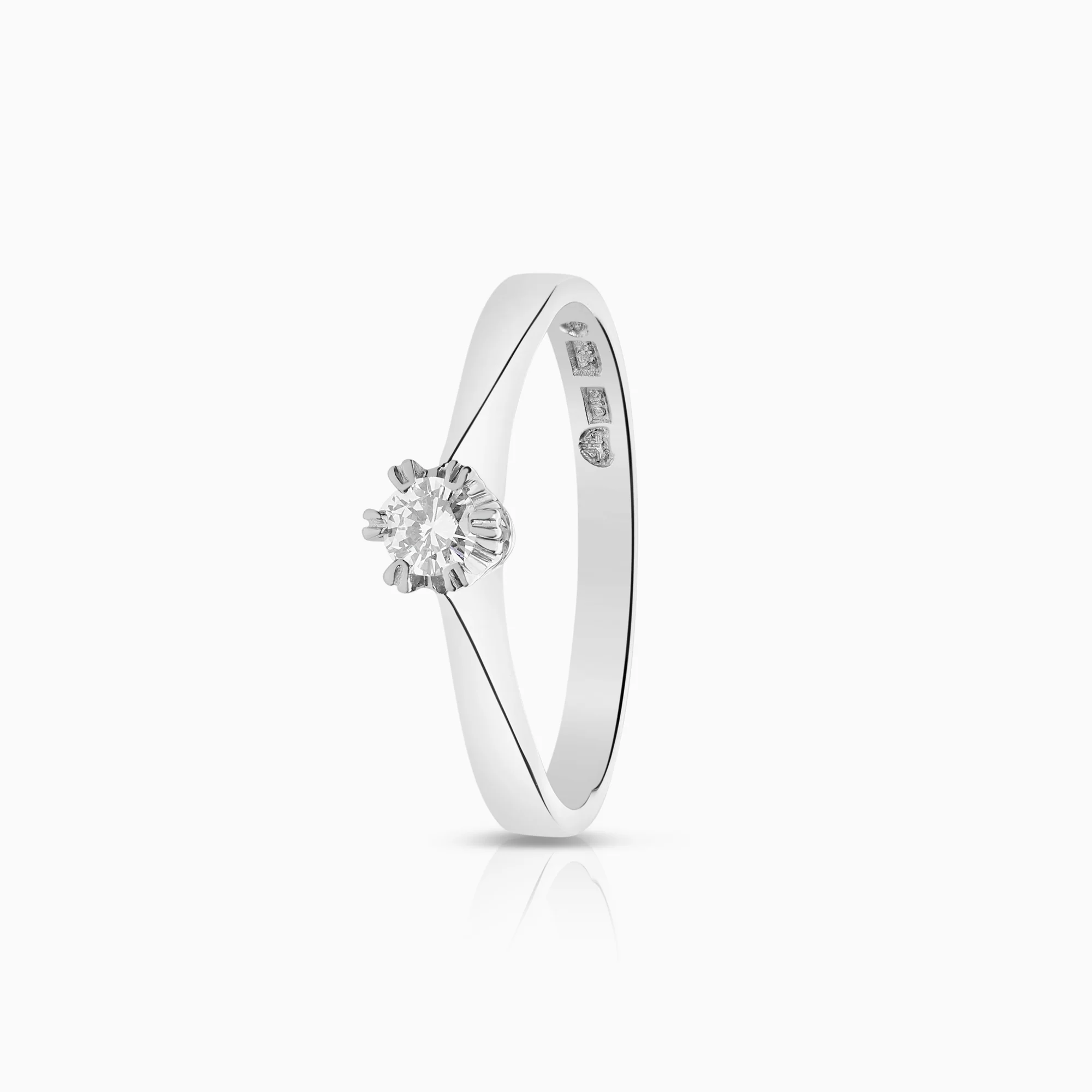 Solitaire diamond ring 0.12ct 18K white gold
