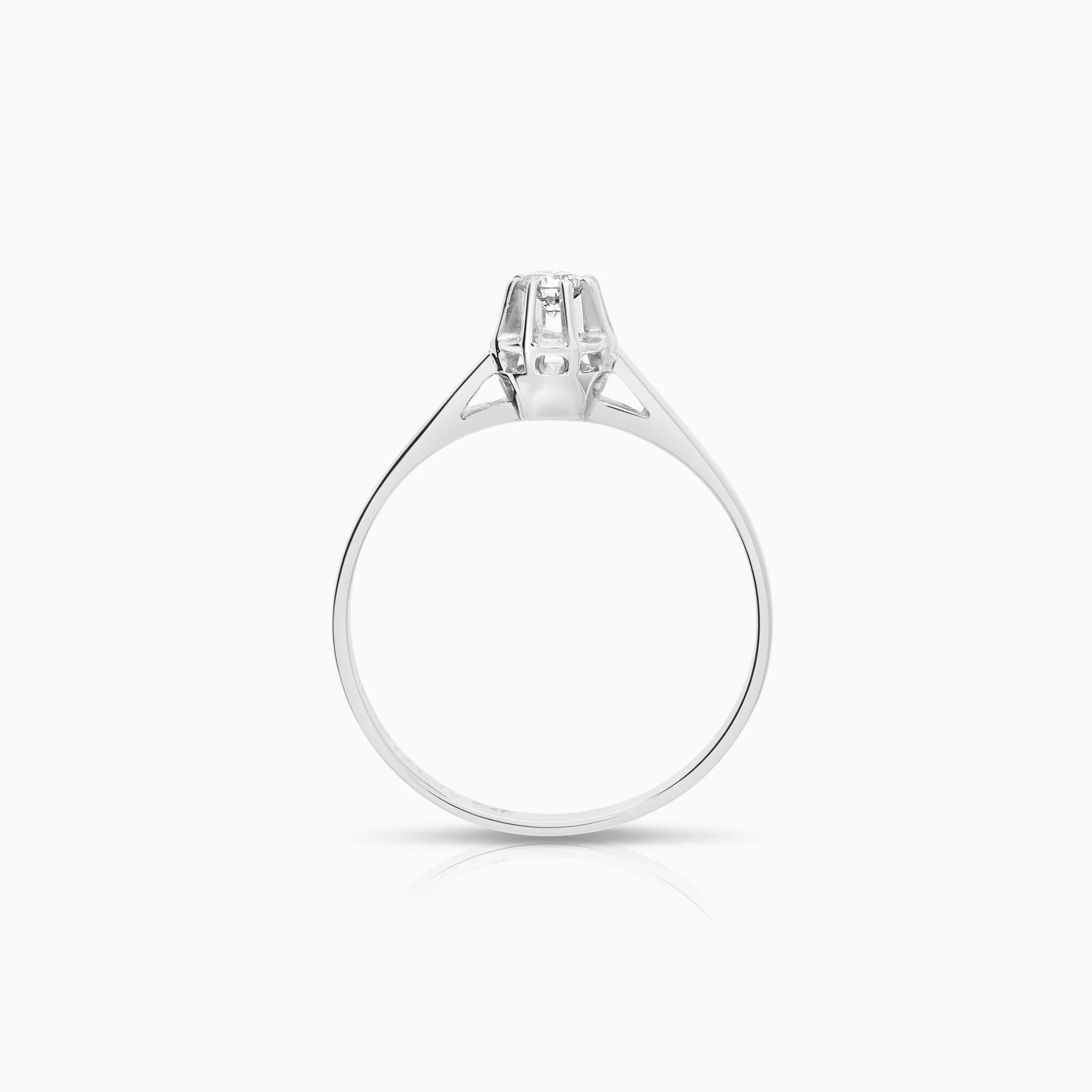 Solitaire diamond ring 0.12ct 18K white gold - Image 2