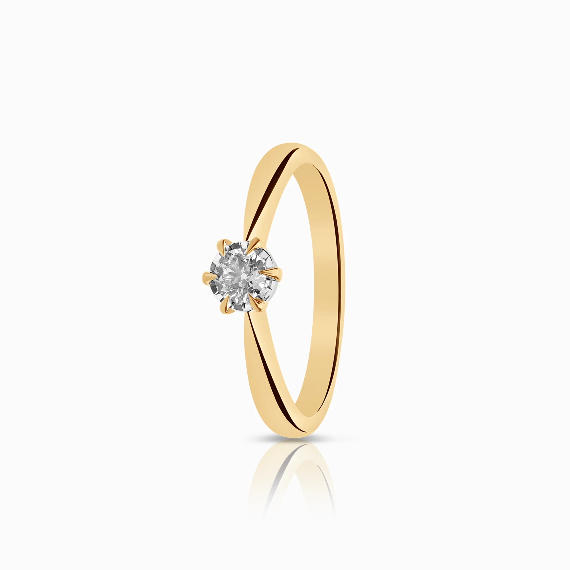 Solitaire diamond ring 0.16ct 18K gold