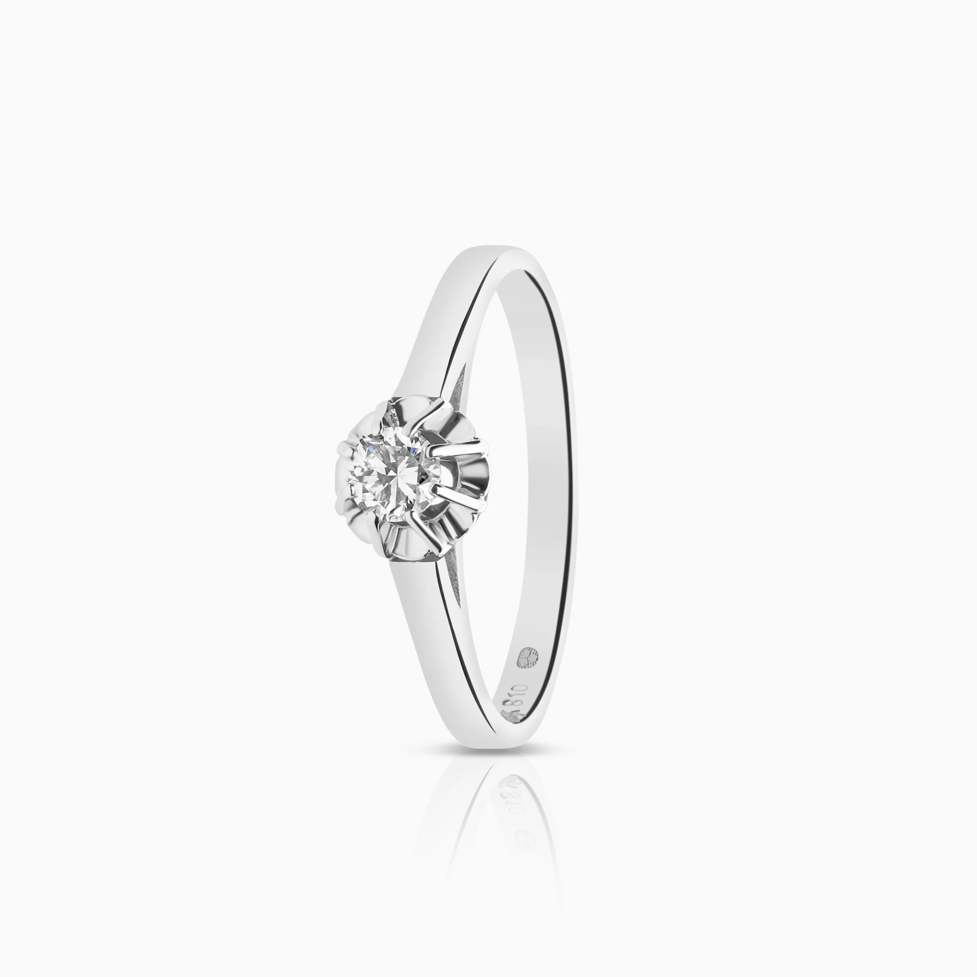 Solitaire diamond ring 0.16ct 18K white gold