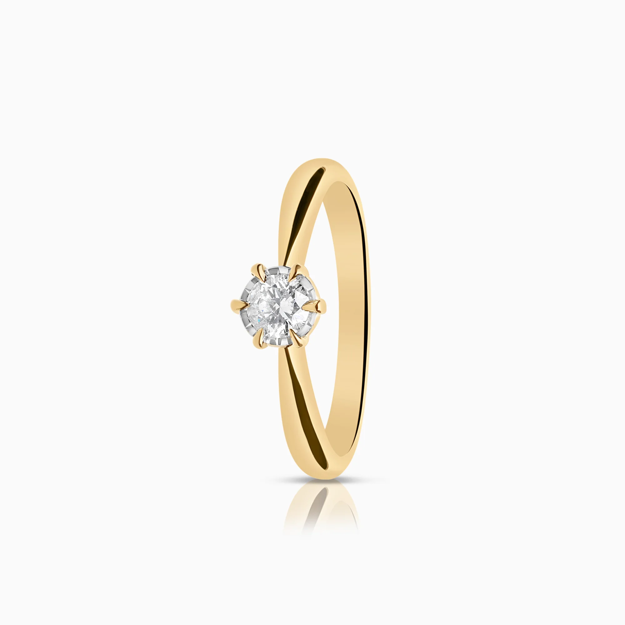 Solitaire diamond ring 0.18ct 18K gold