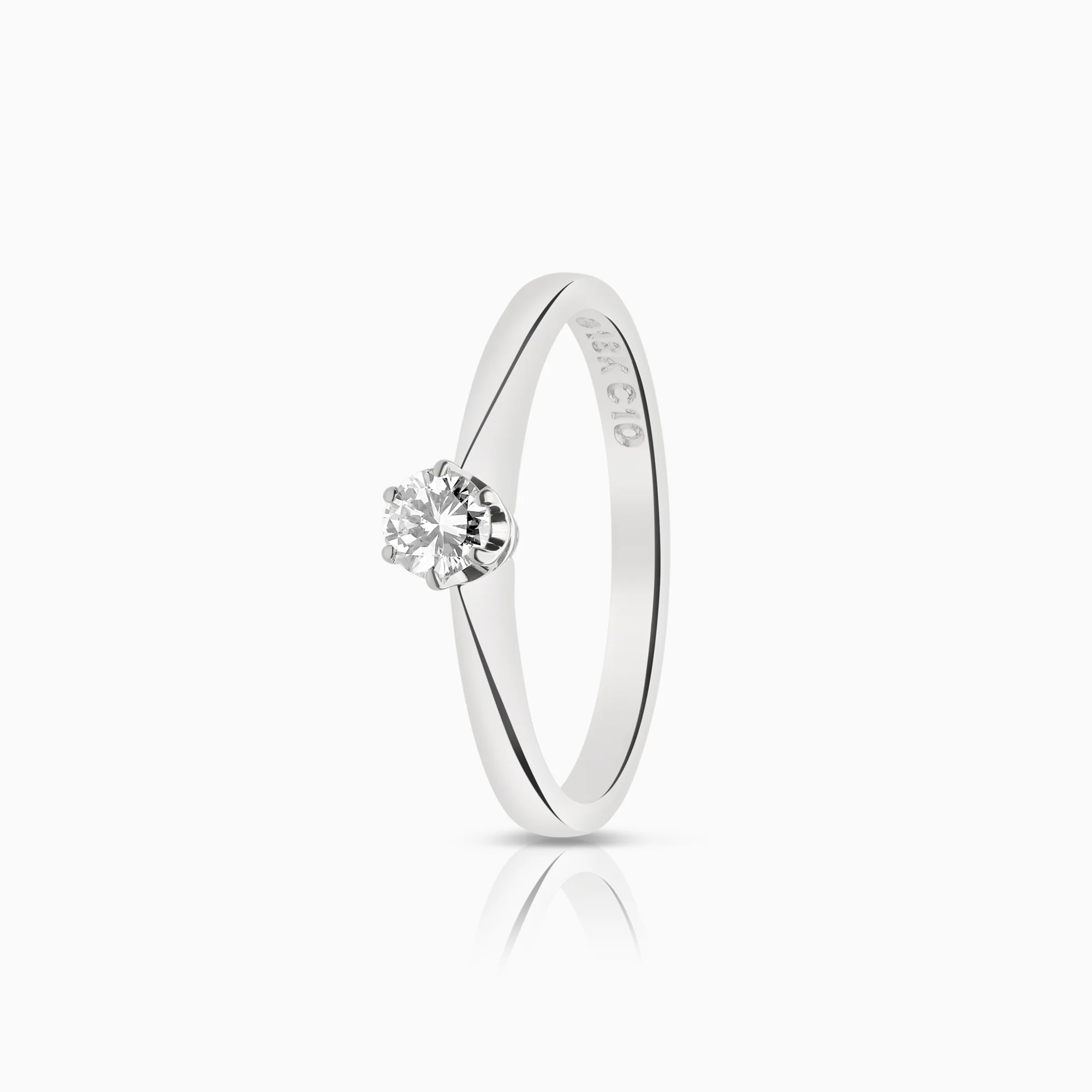 Solitaire diamond ring 0.18ct 18K white gold