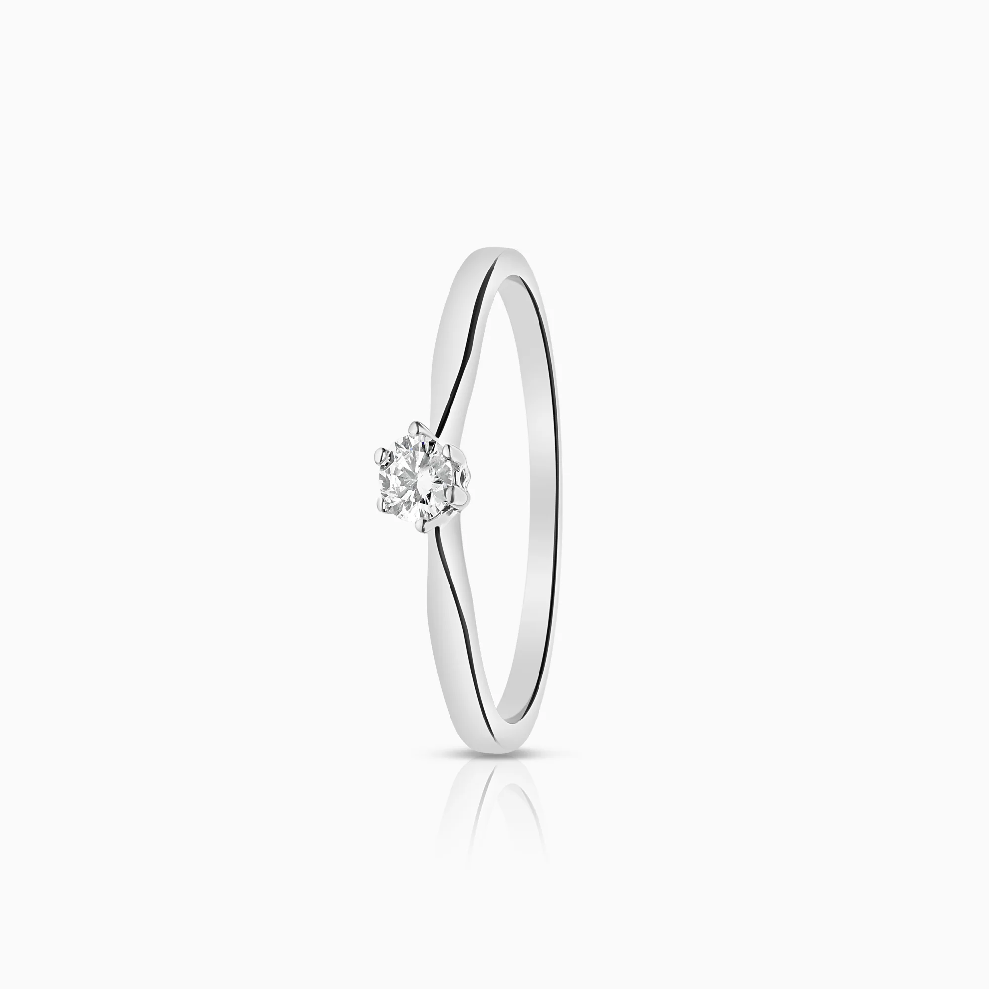 Solitaire ring 0.15ct 18K white gold
