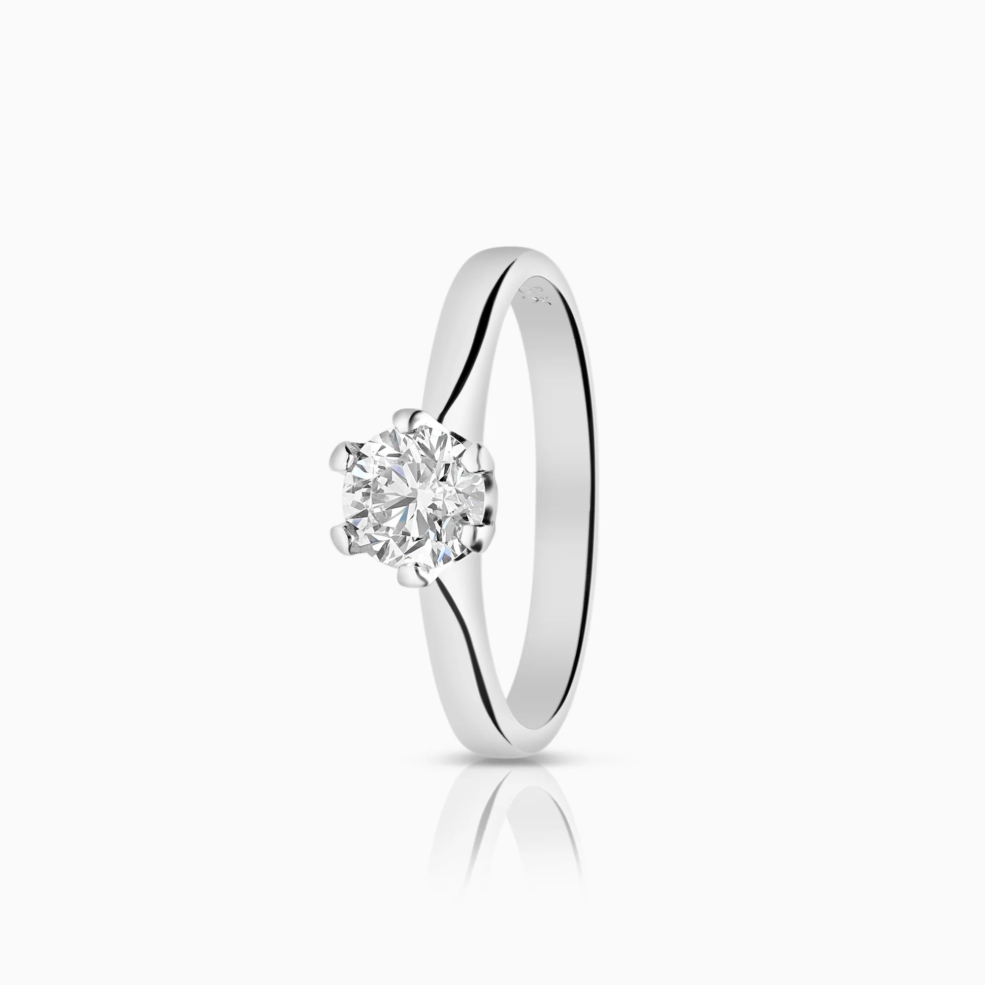 Solitaire ring 0.53ct 18K white gold