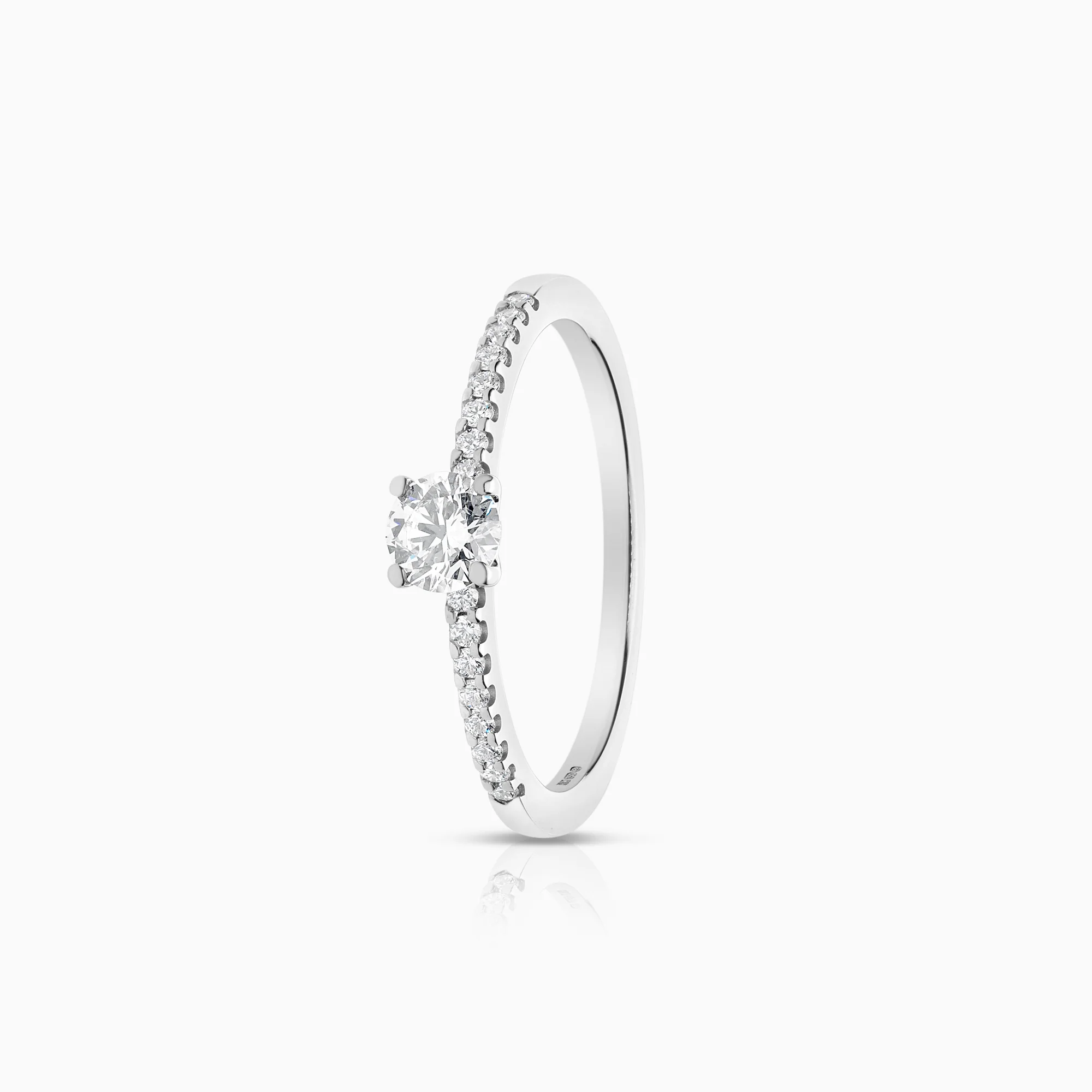 Solitaire ring 0.56ct lab-grown diamond 18K white gold
