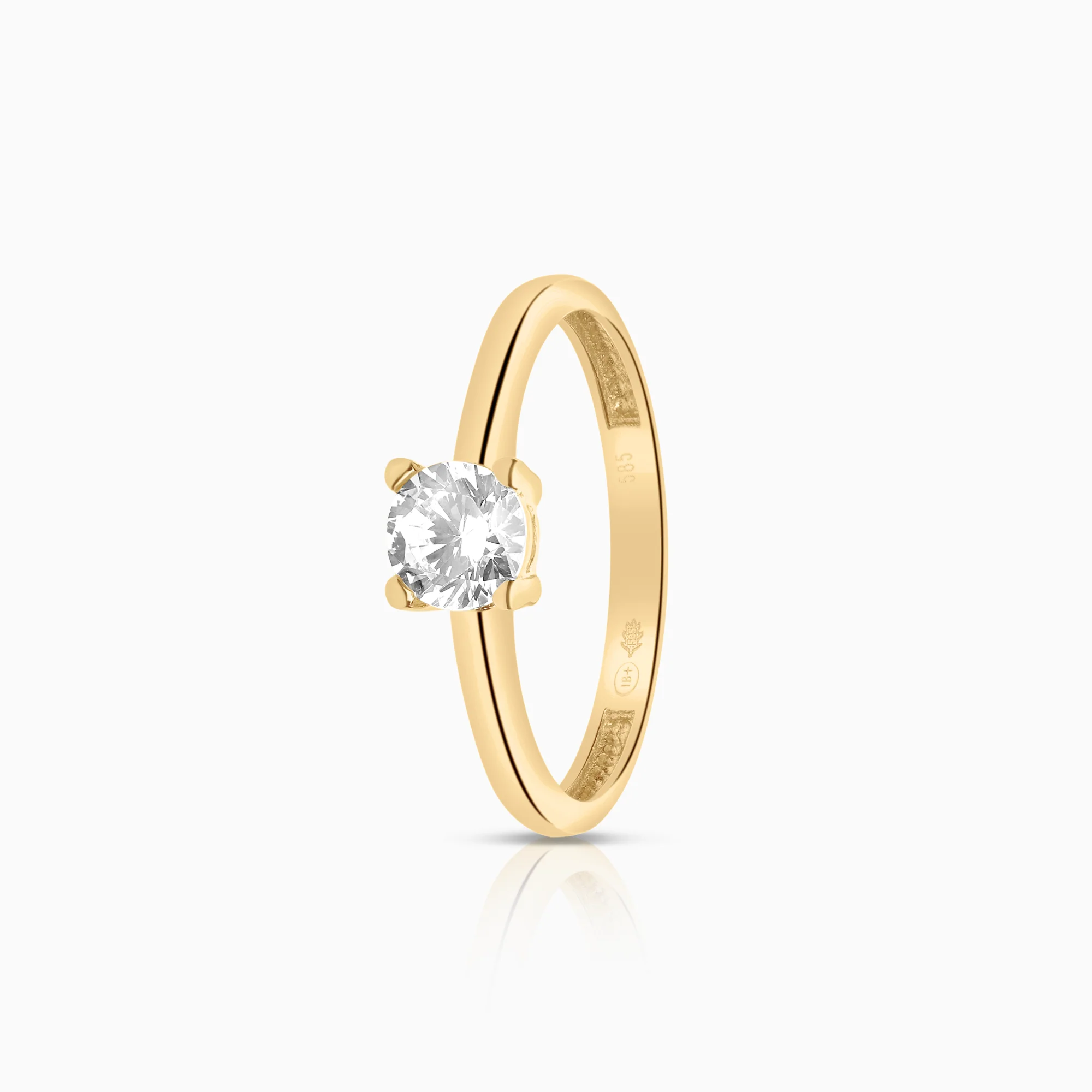 Solitaire ring with cubic zirconia 1.62g 14K gold