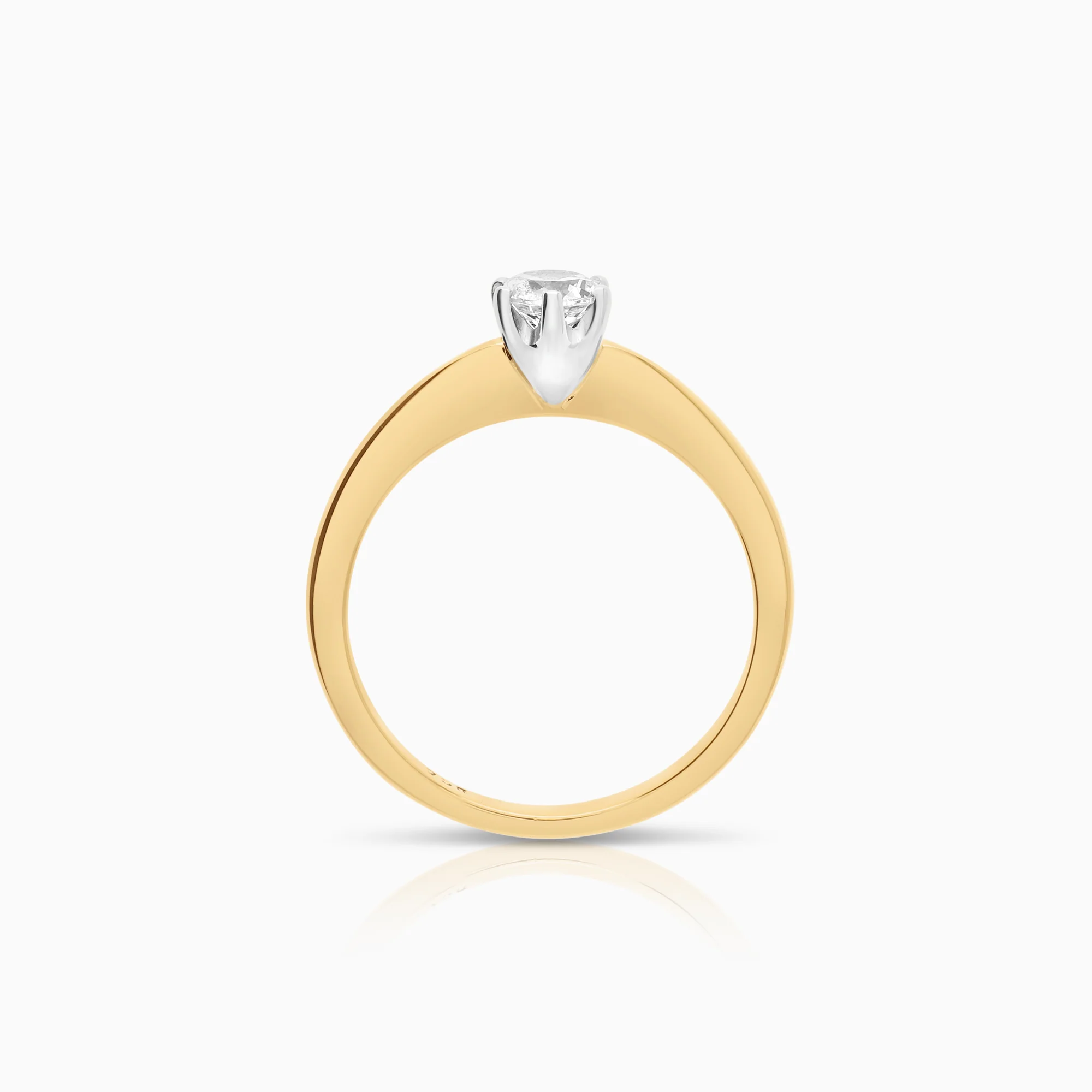 Solitaire ring with cubic zirconia in 18K gold - Image 2