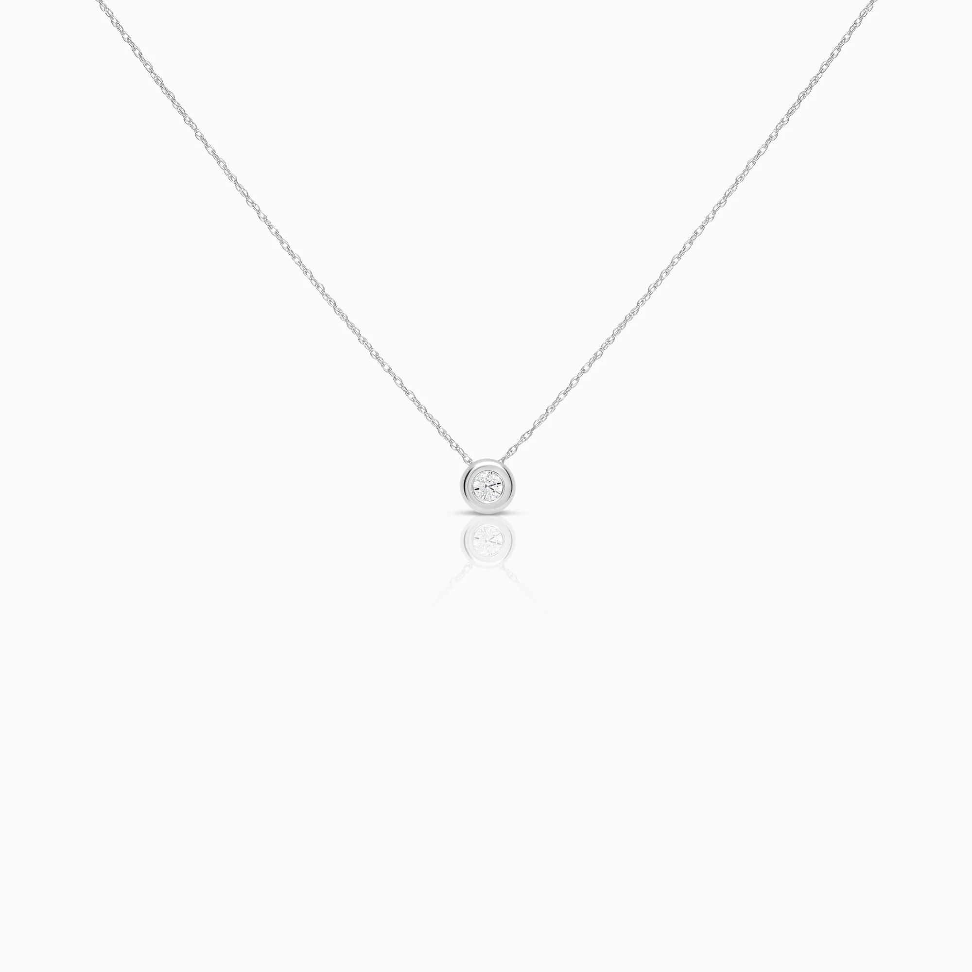 Solitaire necklace 0.10ct 18K white gold
