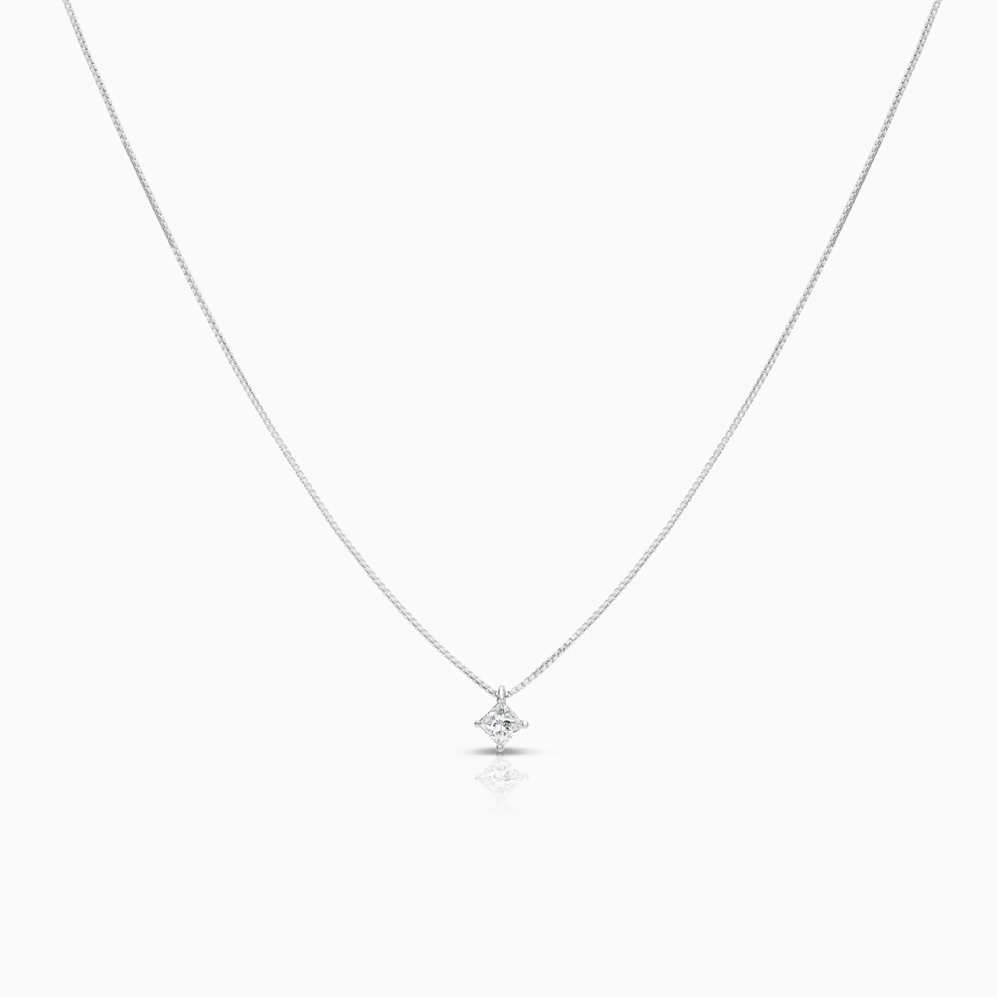 Solitaire necklace 0.20ct 18K white gold