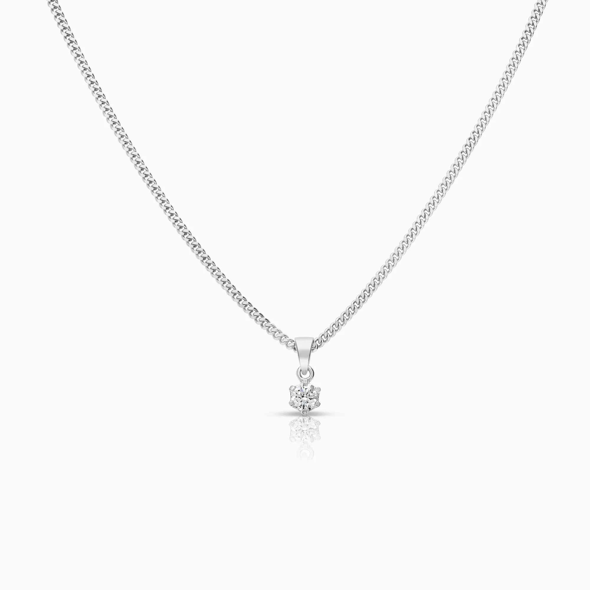 Necklace with solitaire pendant 0.36ct 18K white gold